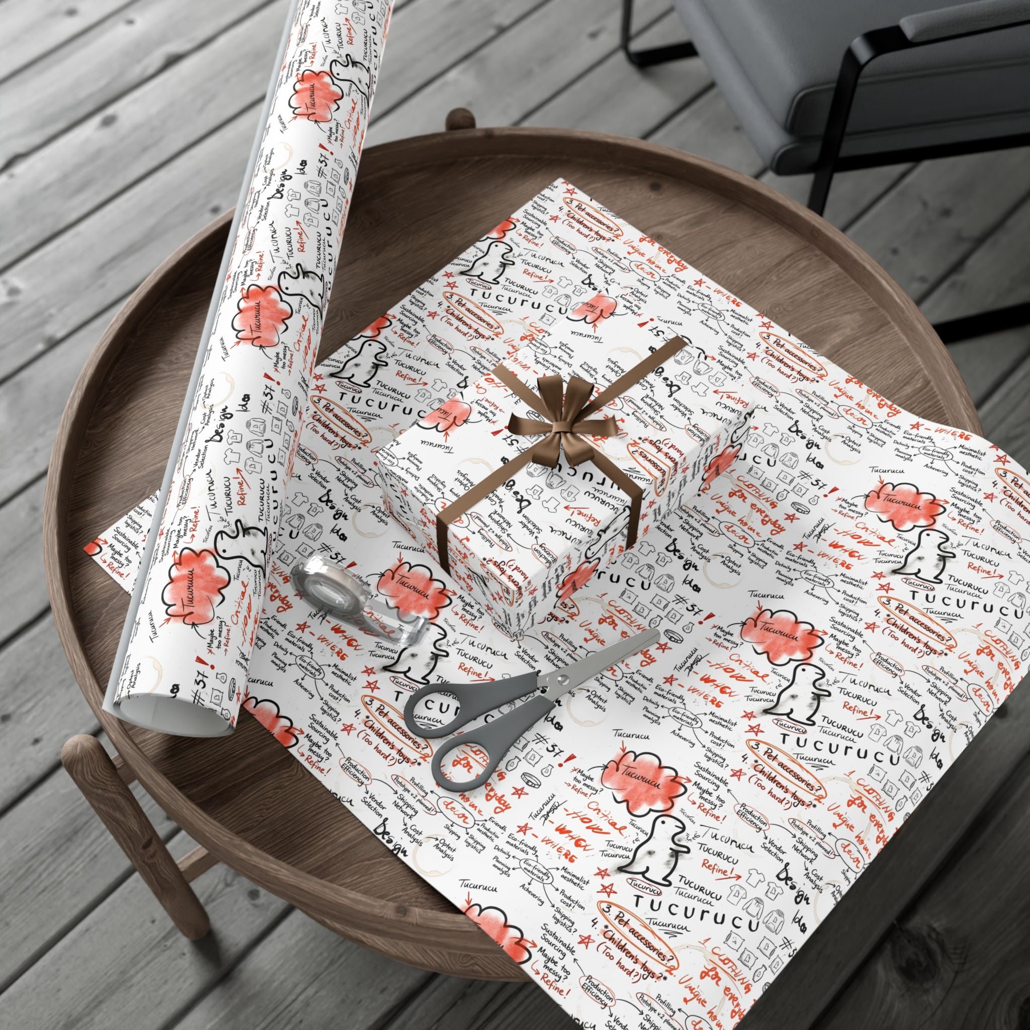 Handwritten Tucurucu Notes Pattern Gift Wrap Paper