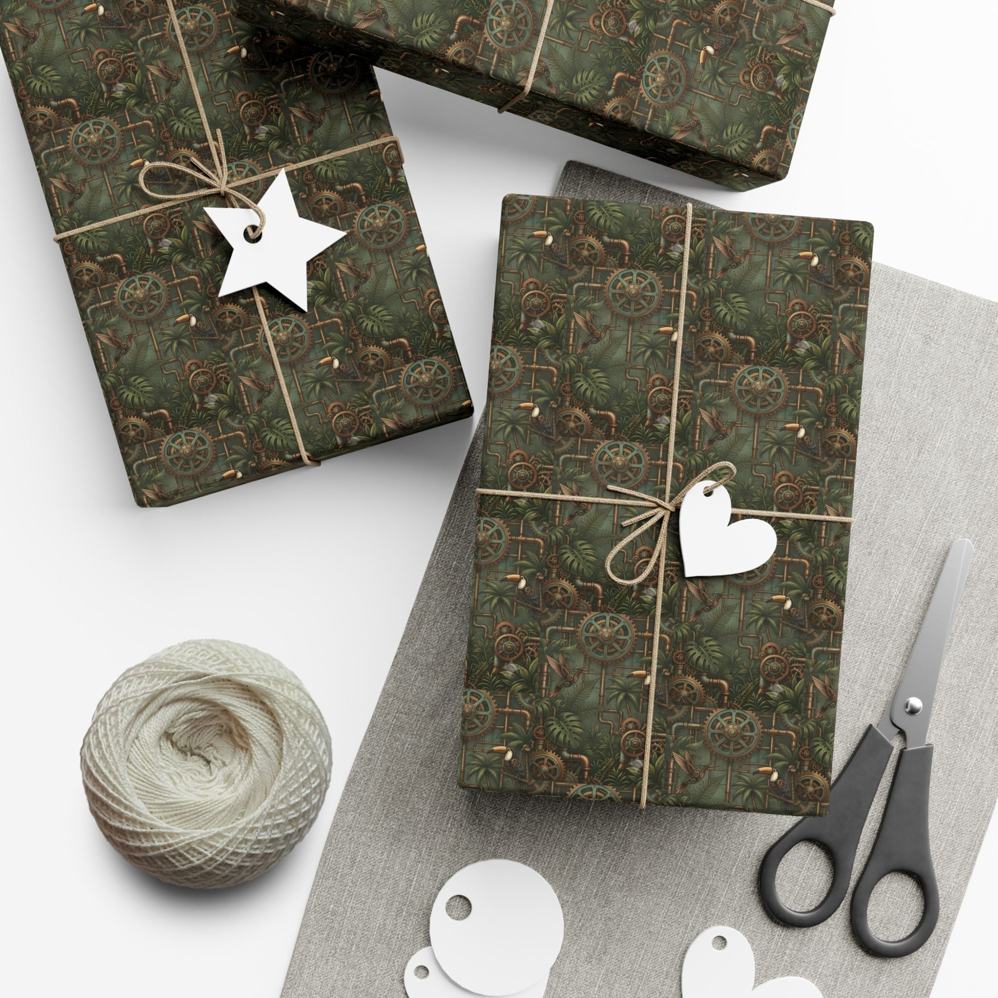 Vintage Floral Pattern Gift Wrap | Green Botanical Wrapping Paper
