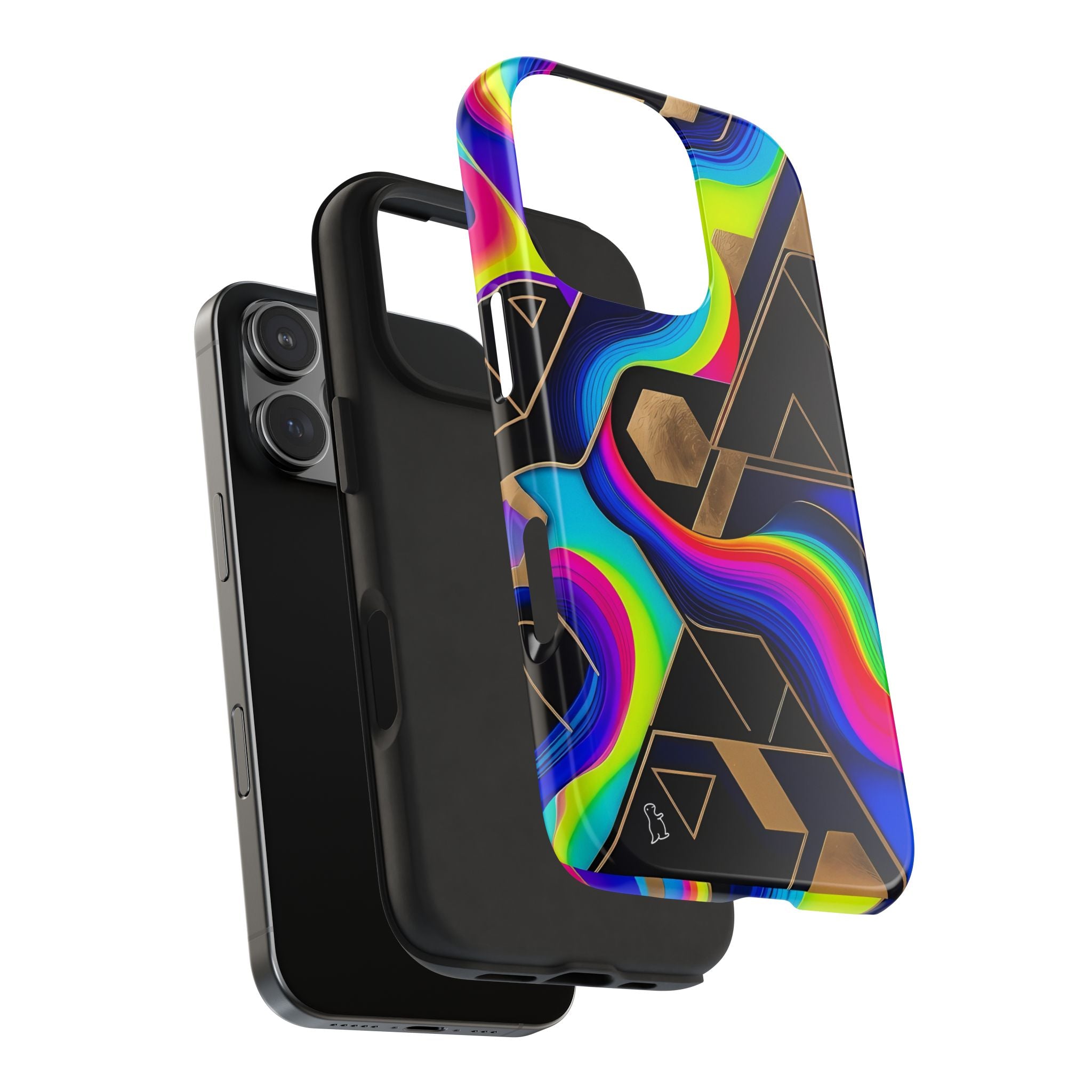 Rainbow Wave Geometric Tough Phone Case | Abstract Neon Prism