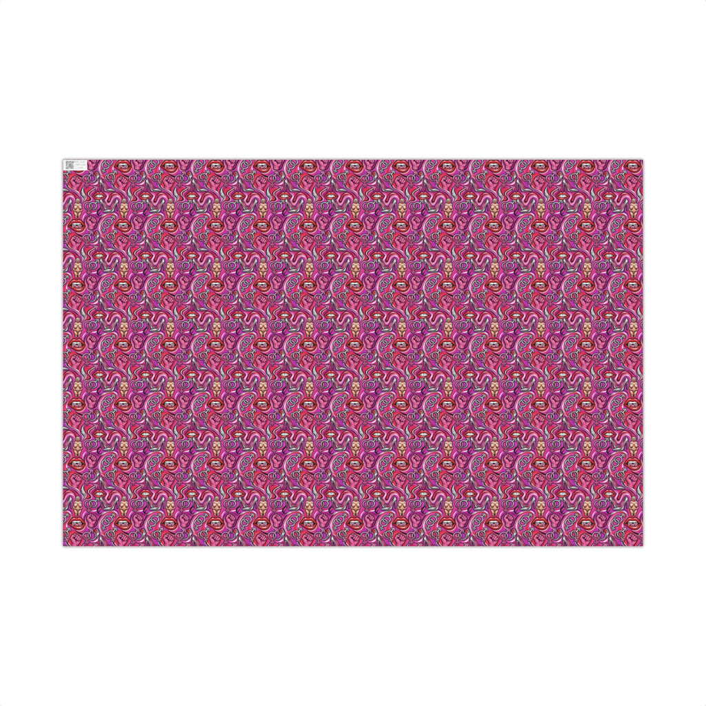 Psychedelic Lip PWR Pattern Gift Wrap Paper | Pink Swirl Wrapping Paper