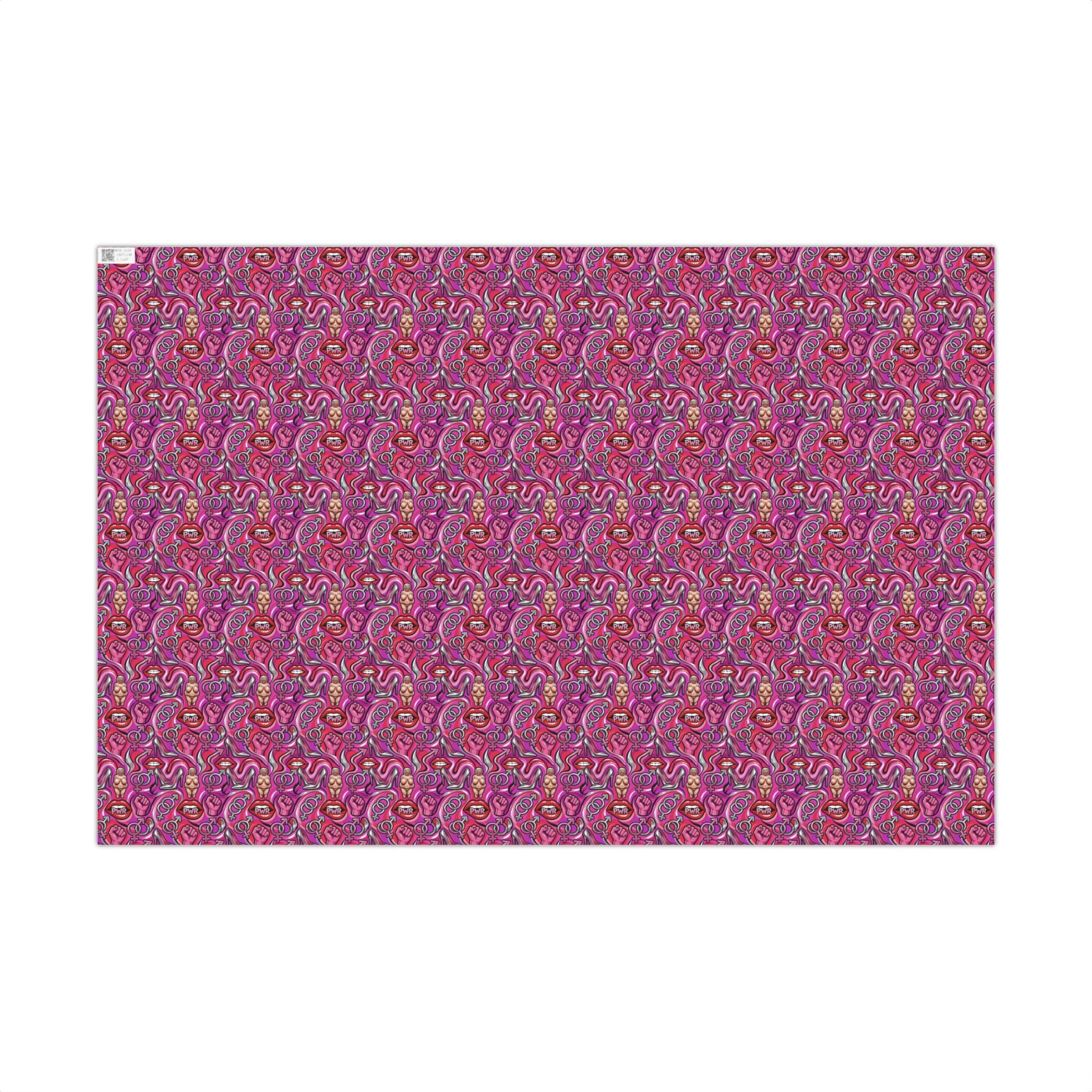 Psychedelic Lip PWR Pattern Gift Wrap Paper | Pink Swirl Wrapping Paper