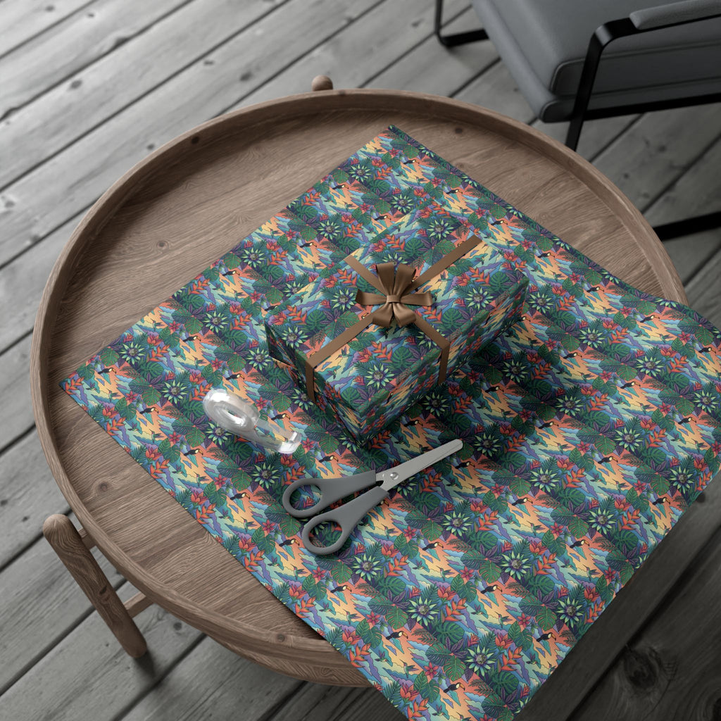 Tropical Floral Pattern Gift Wrap Papers | Botanical Jungle Wrapping Paper Roll