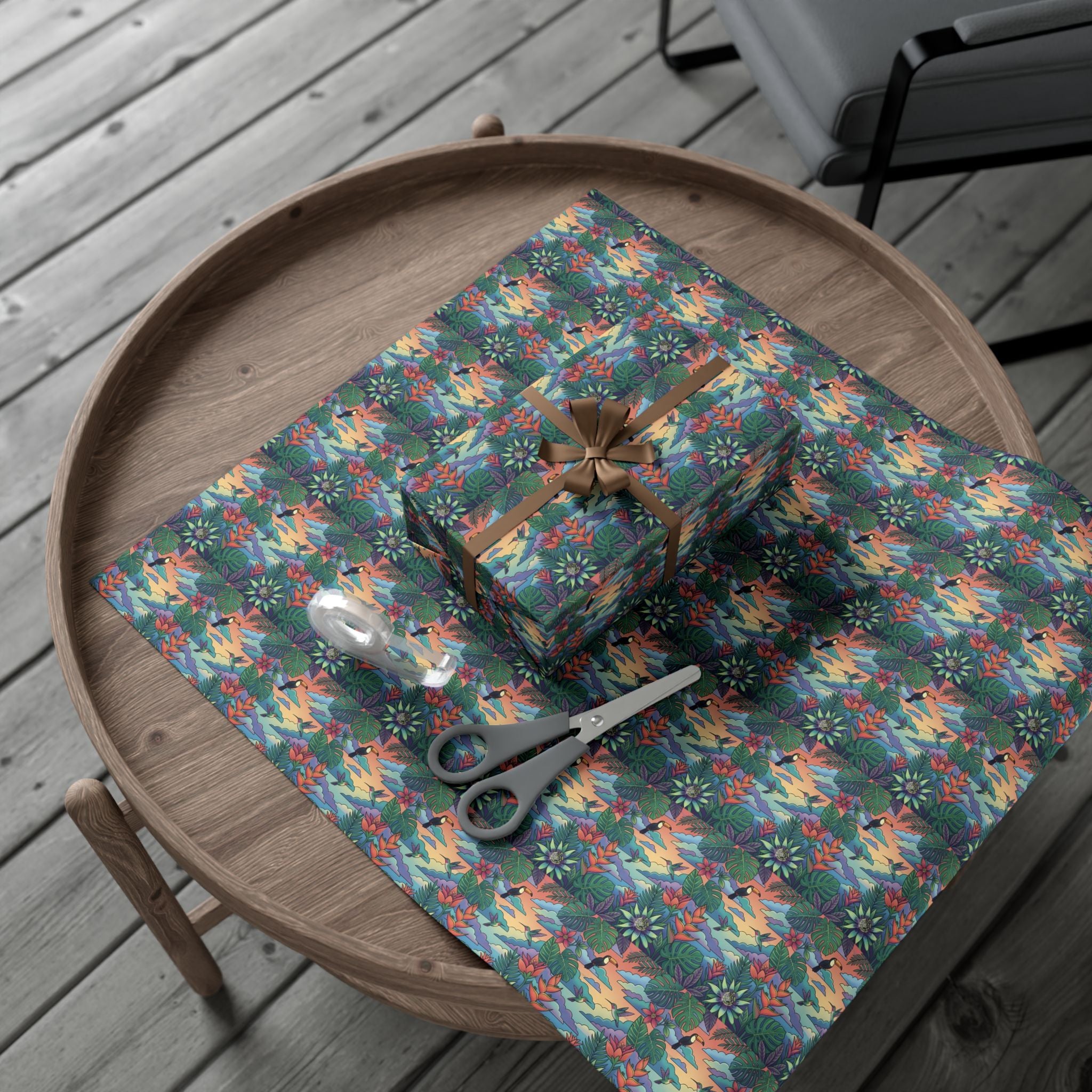 Tropical Floral Pattern Gift Wrap Papers | Botanical Jungle Wrapping Paper Roll