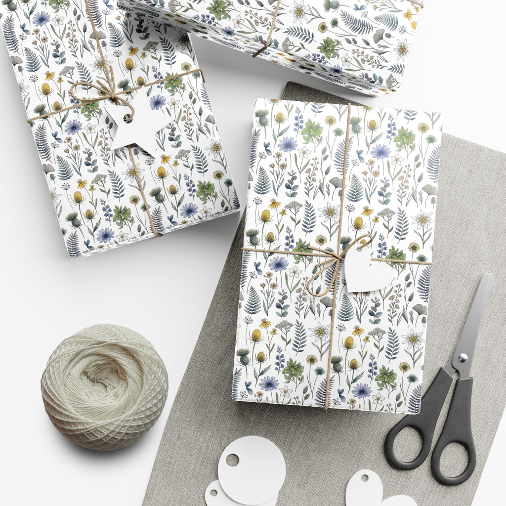 Watercolor Wildflowers Gift Wrap Paper | Floral Wrapping Paper Roll