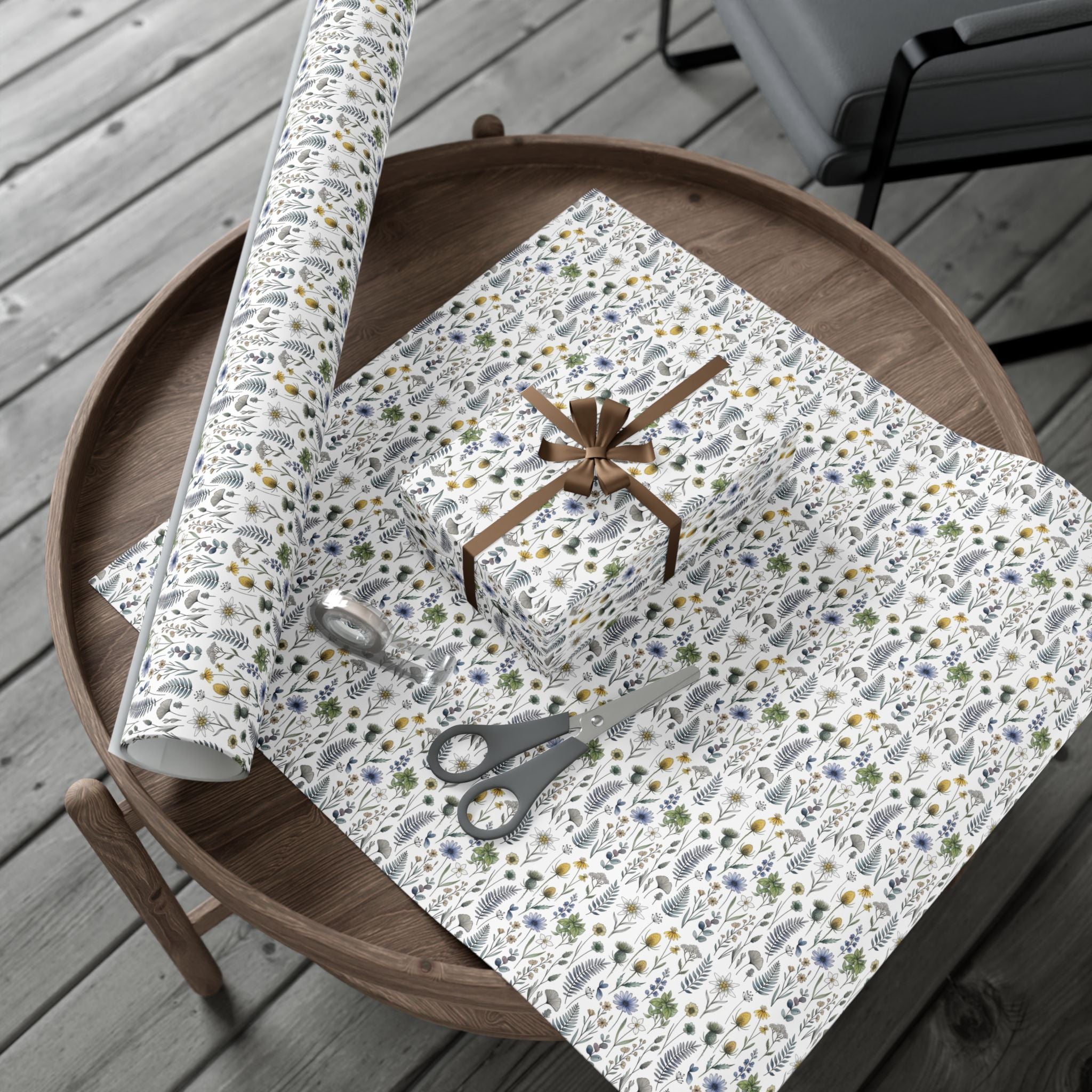Watercolor Wildflowers Gift Wrap Paper | Floral Wrapping Paper Roll