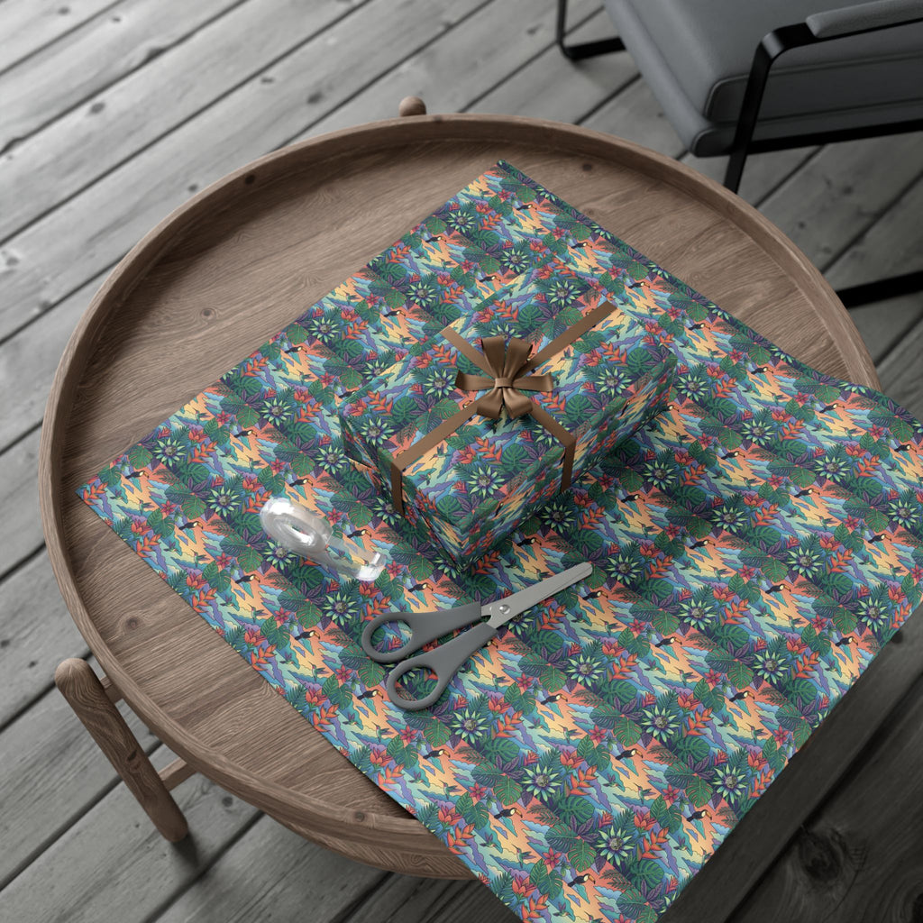 Tropical Floral Pattern Gift Wrap Papers | Botanical Jungle Wrapping Paper Roll