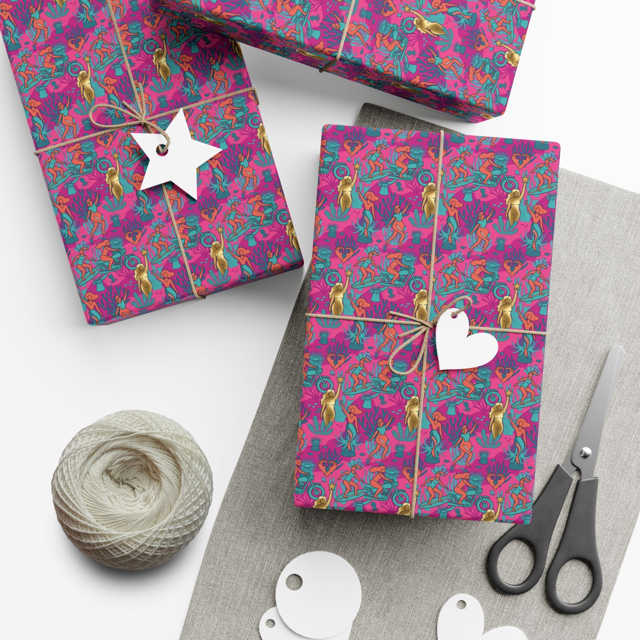Abstract Colorful Floral Coral Pattern Gift Wrap Paper | Wrapping Paper Roll