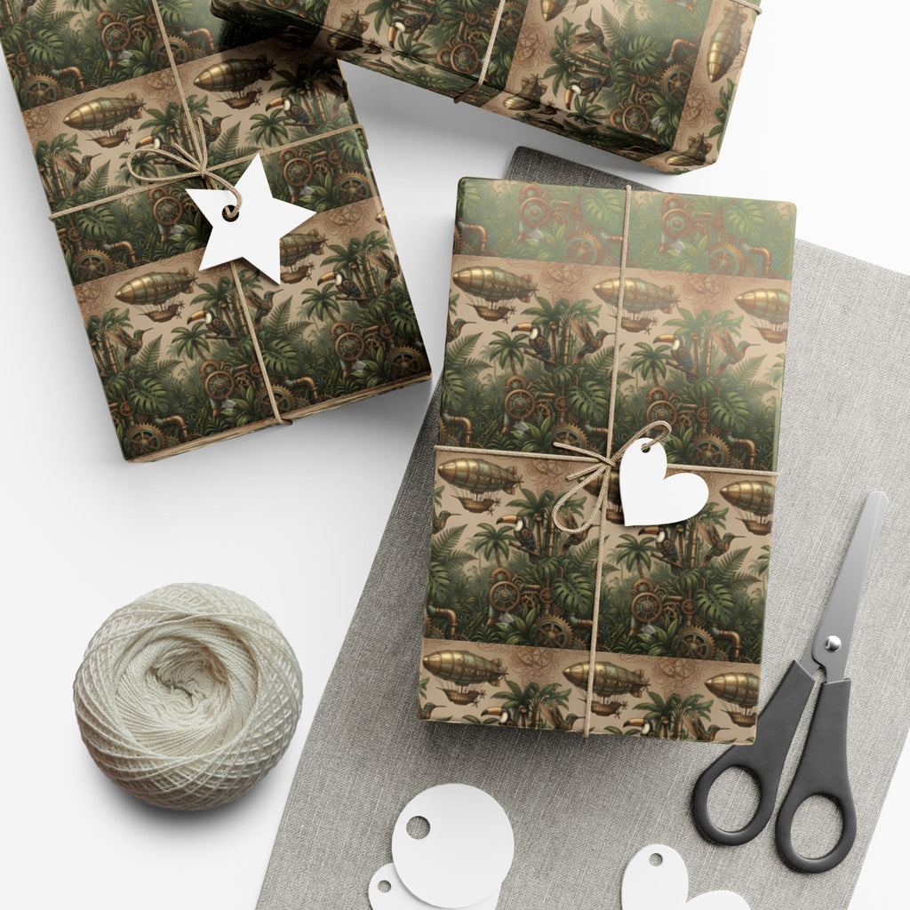 Vintage Jungle Pattern Gift Wrap Paper | Botanical Palm Wrapping Paper Roll