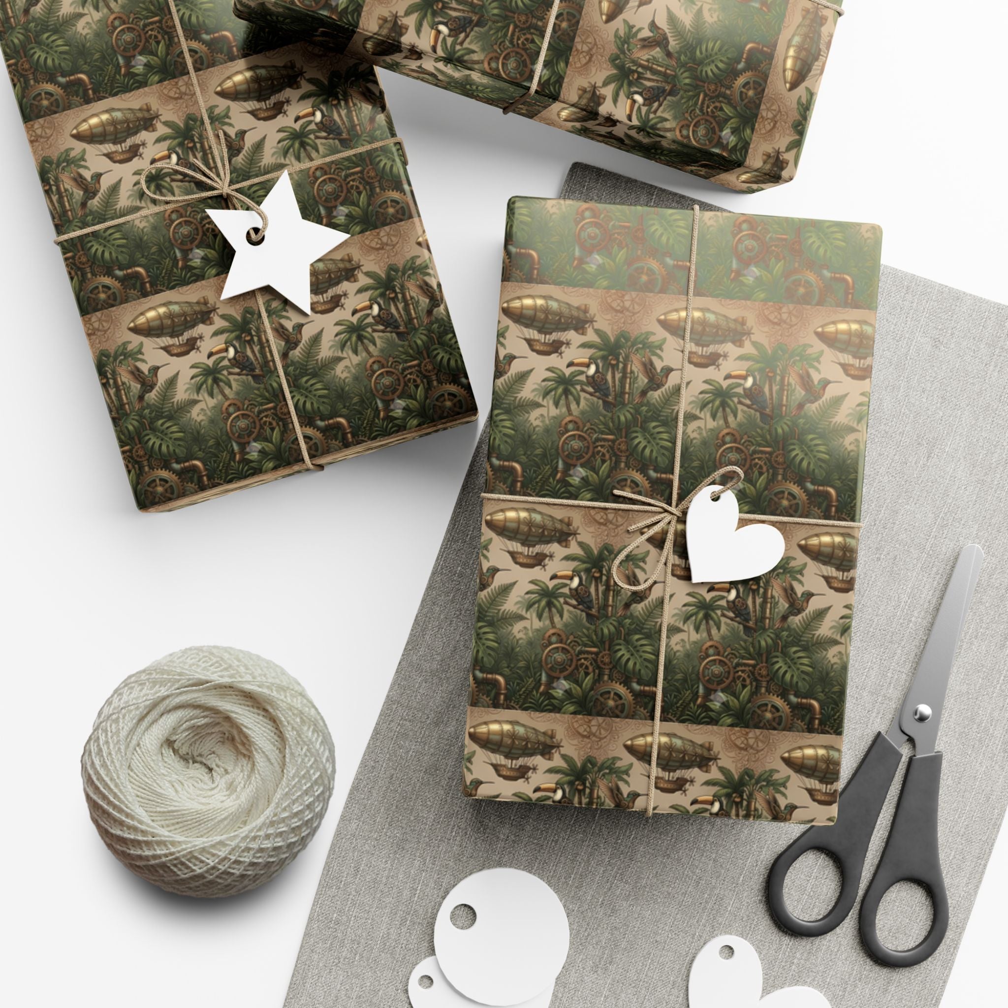 Vintage Jungle Pattern Gift Wrap Paper | Botanical Palm Wrapping Paper Roll