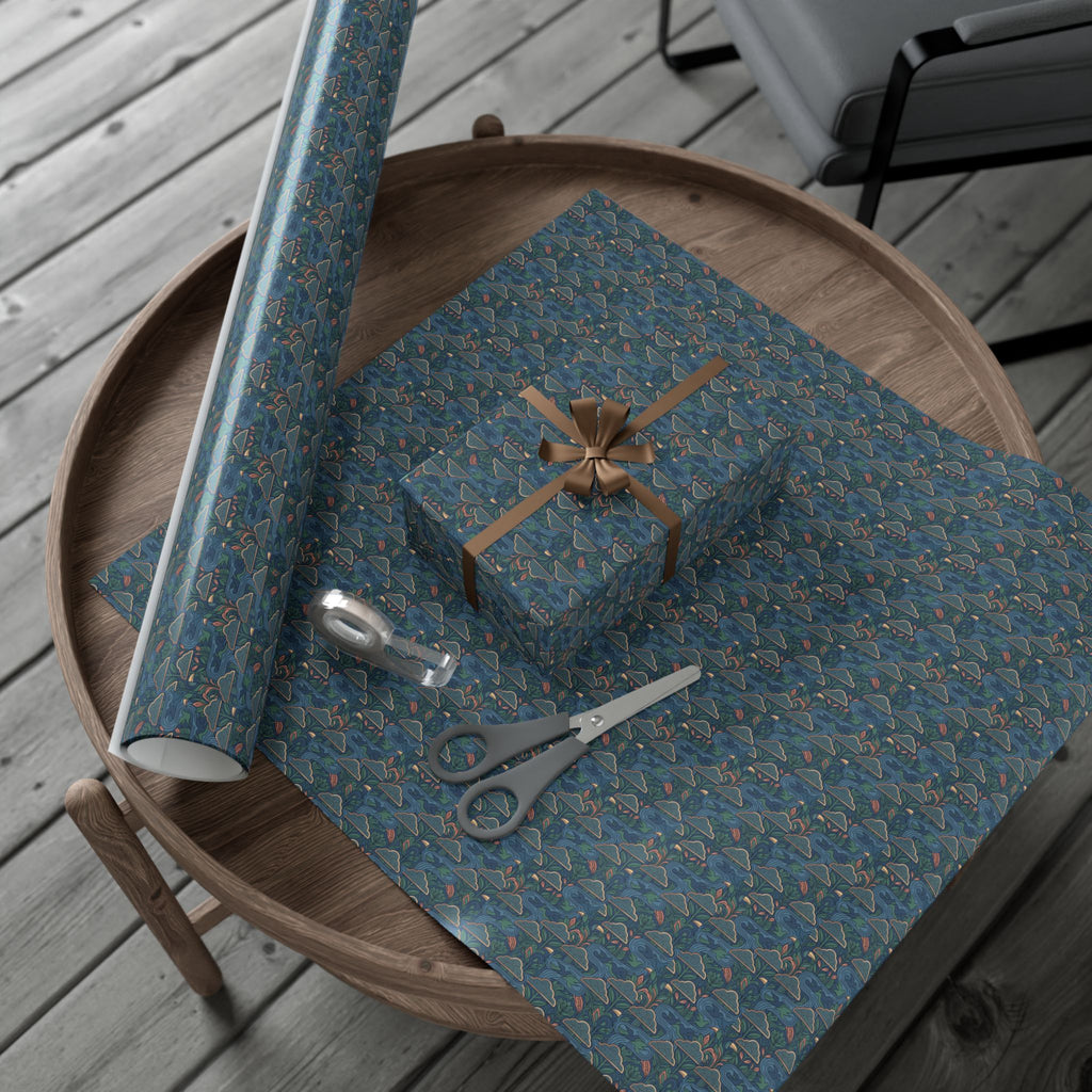 Blue Geometric Hills gift wrap paper | Repeating pattern, Landscape motif