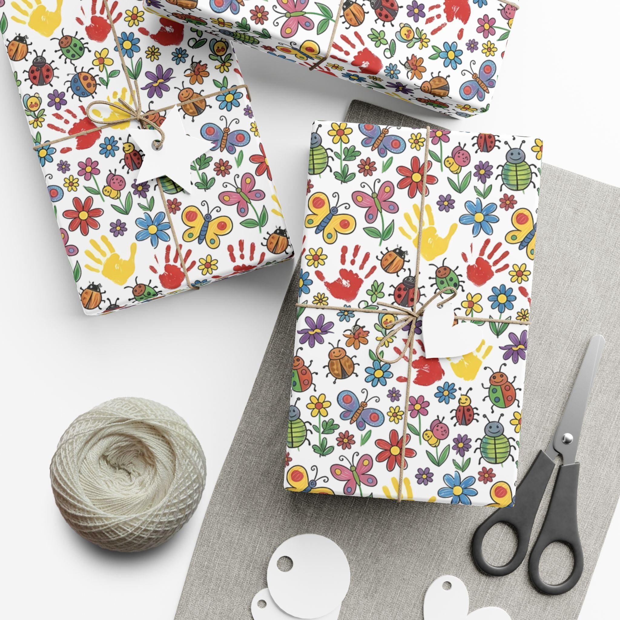 Kids Handprint Flowers Pattern Gift Wrap Paper | Floral Children's Wrapping