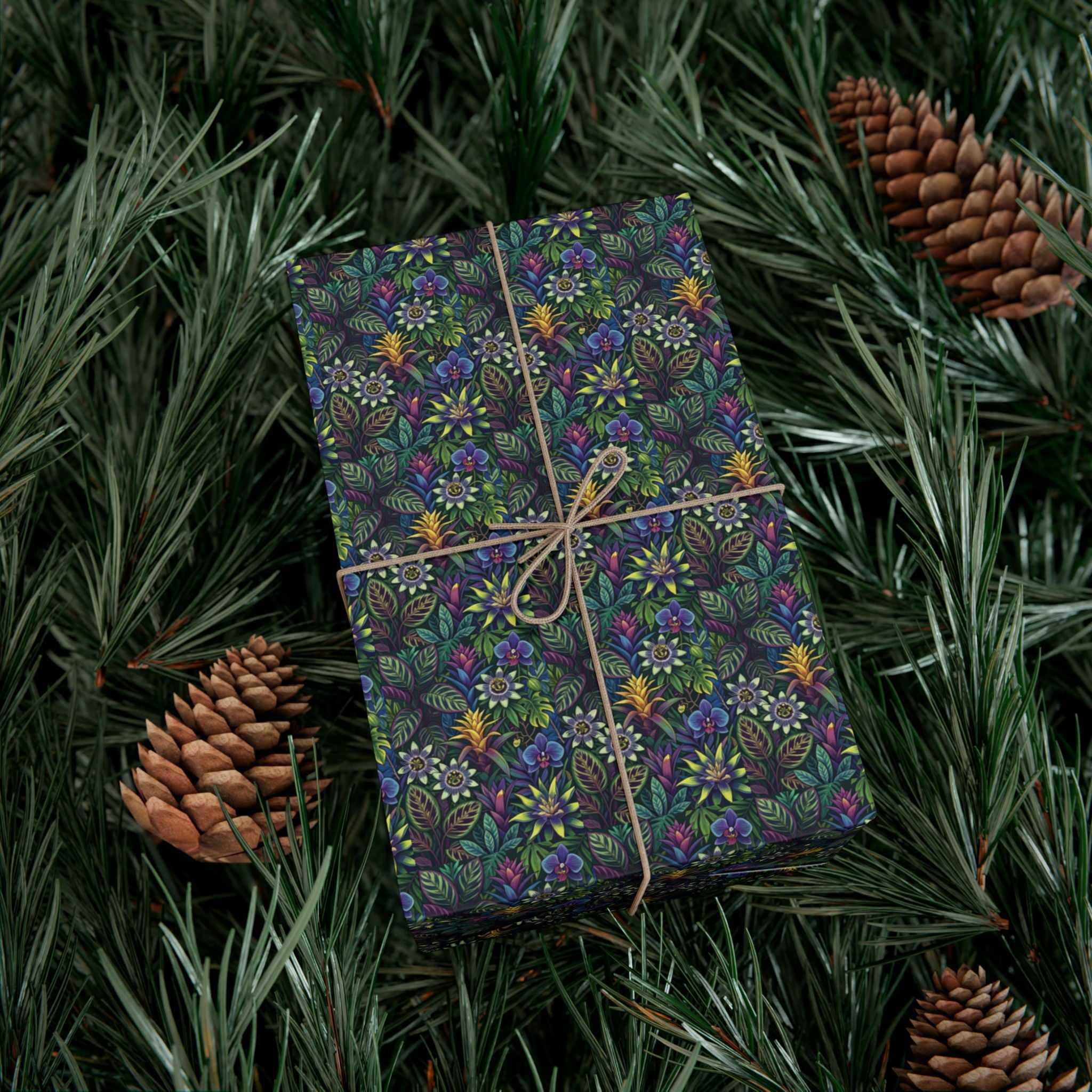Dark Floral Pattern Gift Wrap Paper | Floral Wrapping Paper Roll