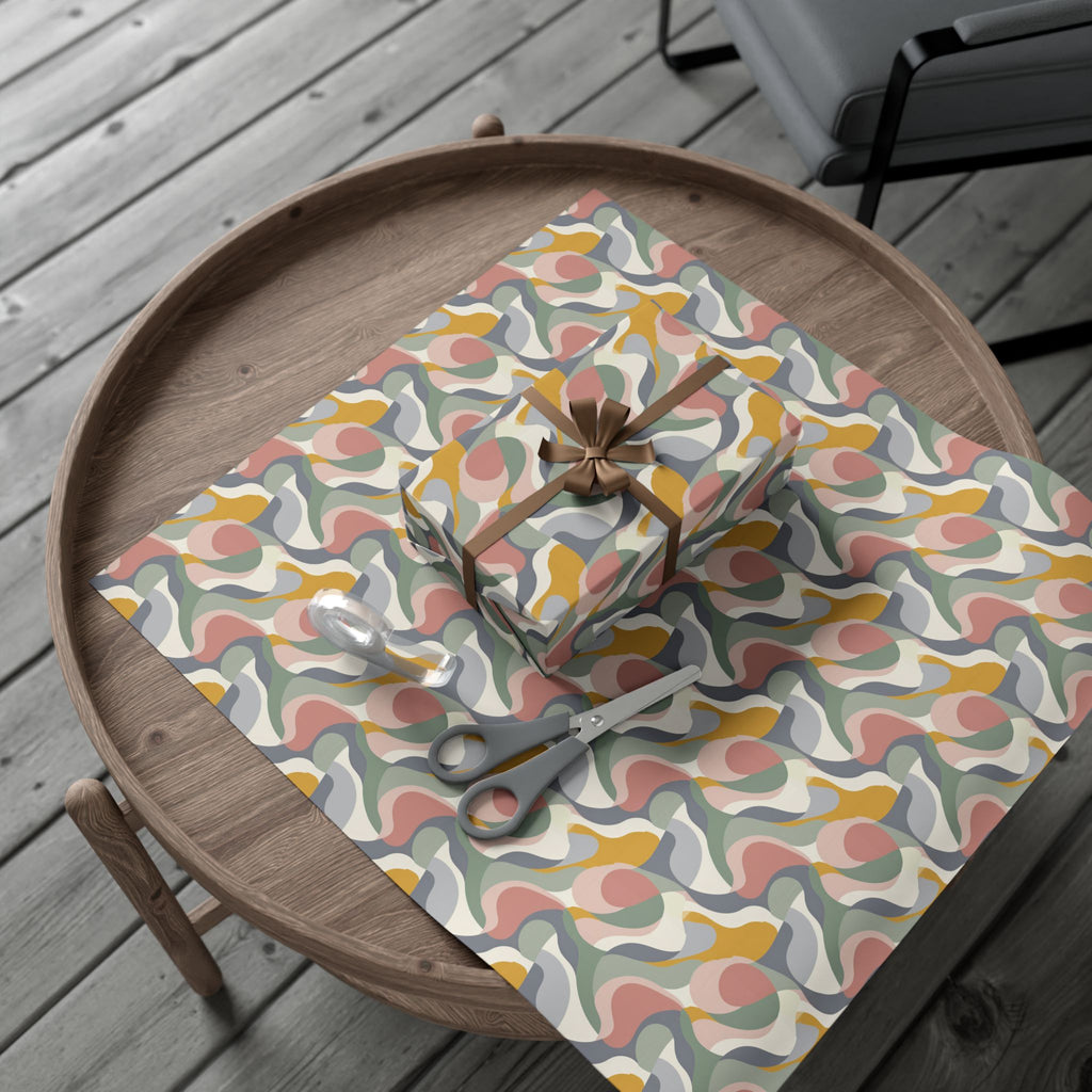 Abstract Retro Swirl Gift Wrap Papers | Colorful Organic Pattern