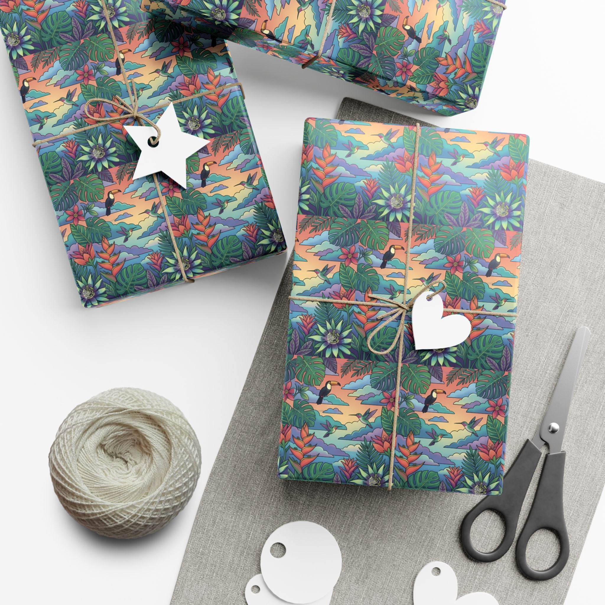 Tropical Floral Pattern Gift Wrap Papers | Botanical Jungle Wrapping Paper Roll