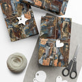 Abstract Paint Splatter Gift Wrap Papers | Modern Brown Blue Wrapping Paper