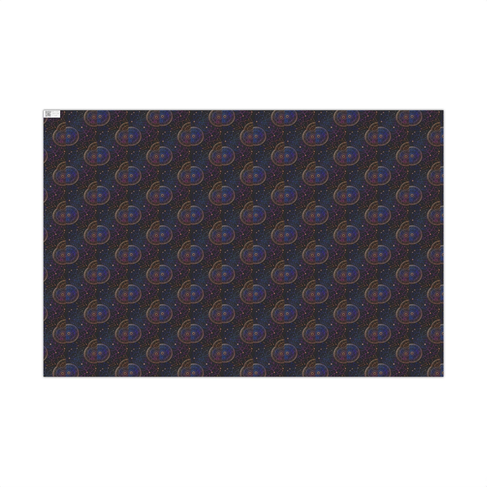Celestial Mandala Pattern Gift Wrap Paper | Dark Starry Wrapping Paper