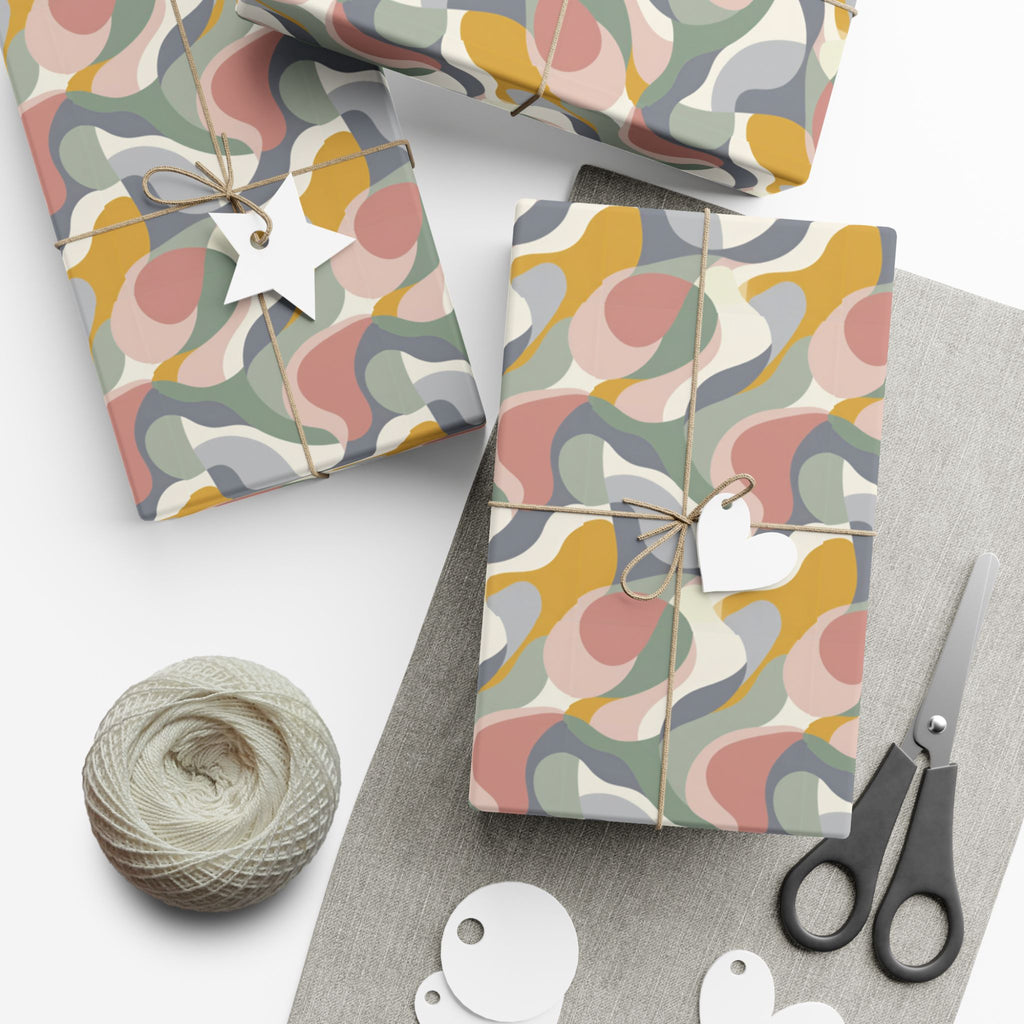 Abstract Retro Swirl Gift Wrap Papers | Colorful Organic Pattern