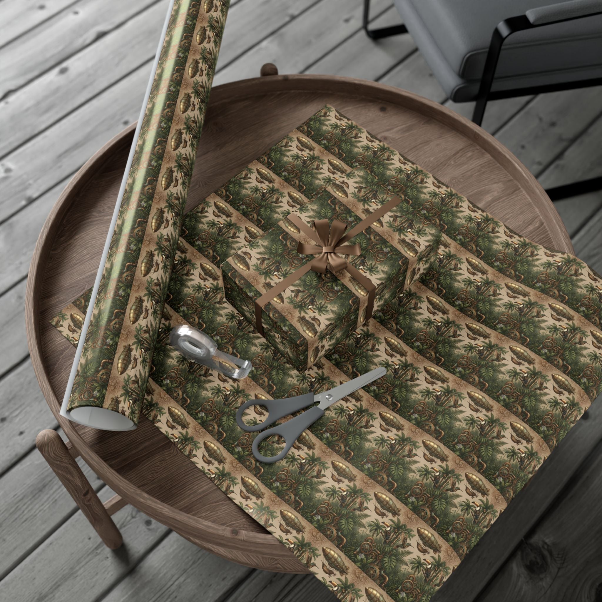 Vintage Jungle Pattern Gift Wrap Paper | Botanical Palm Wrapping Paper Roll