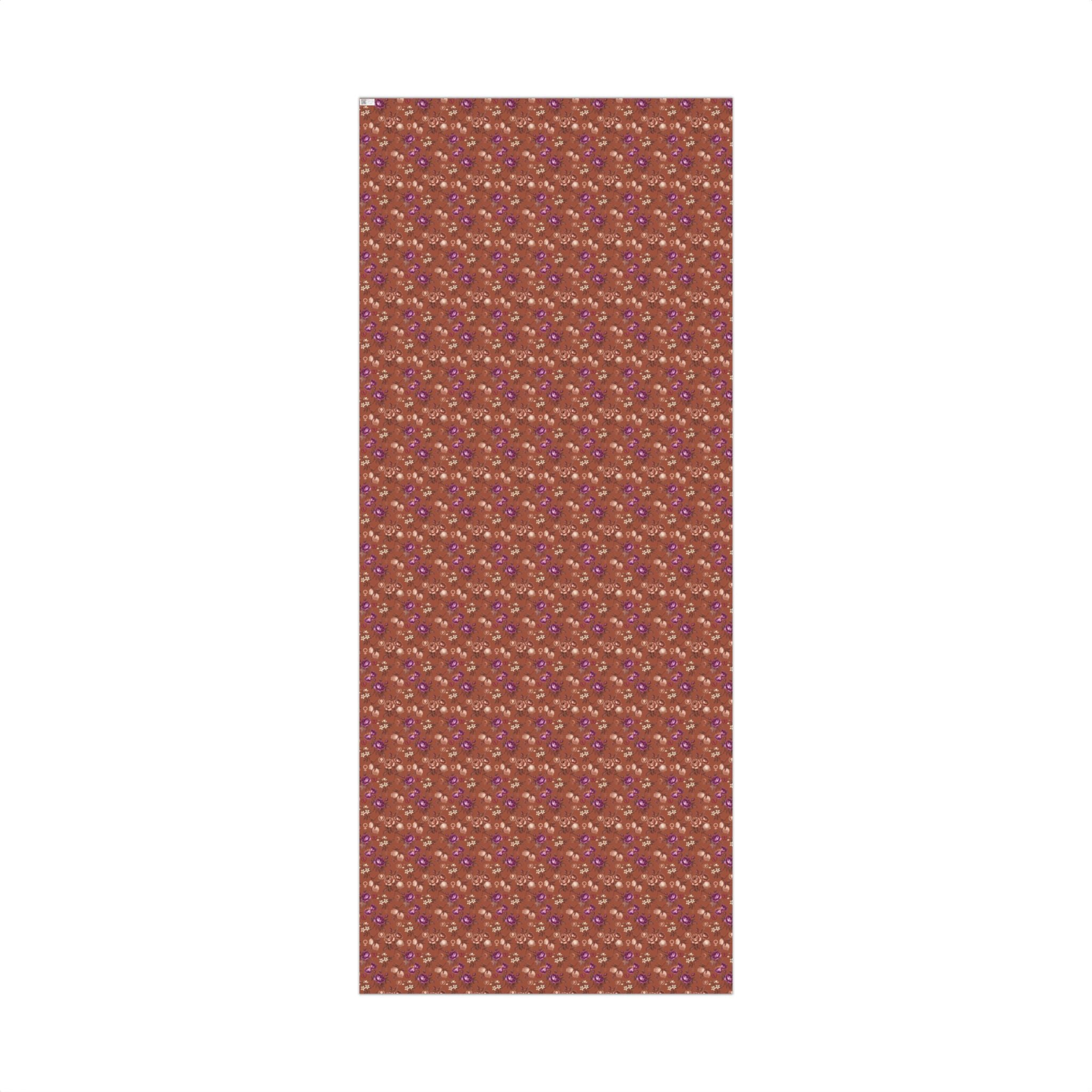 Rust Floral Pattern Gift Wrap Paper | Seamless Flower Wrapping Paper Roll