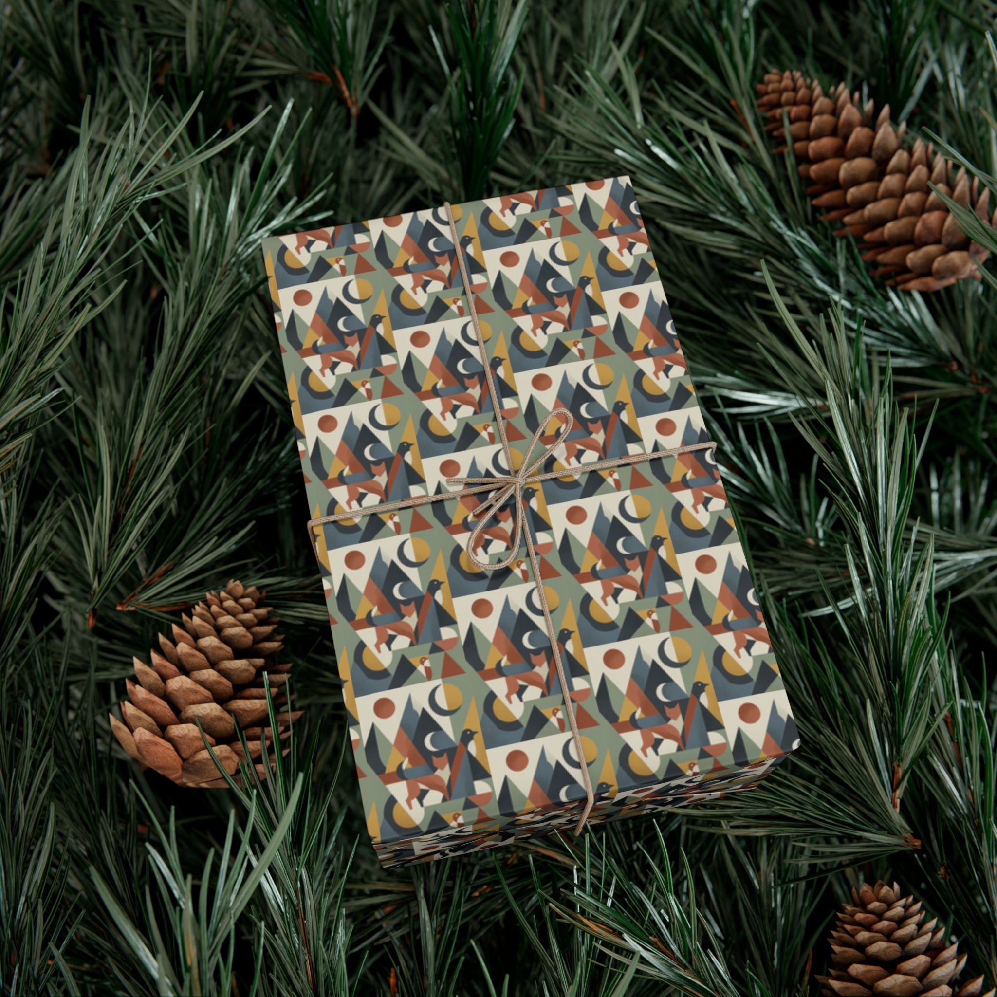 Abstract Geometric Pattern Gift Wrap Paper | Retro Mid-Century Wrapping Paper