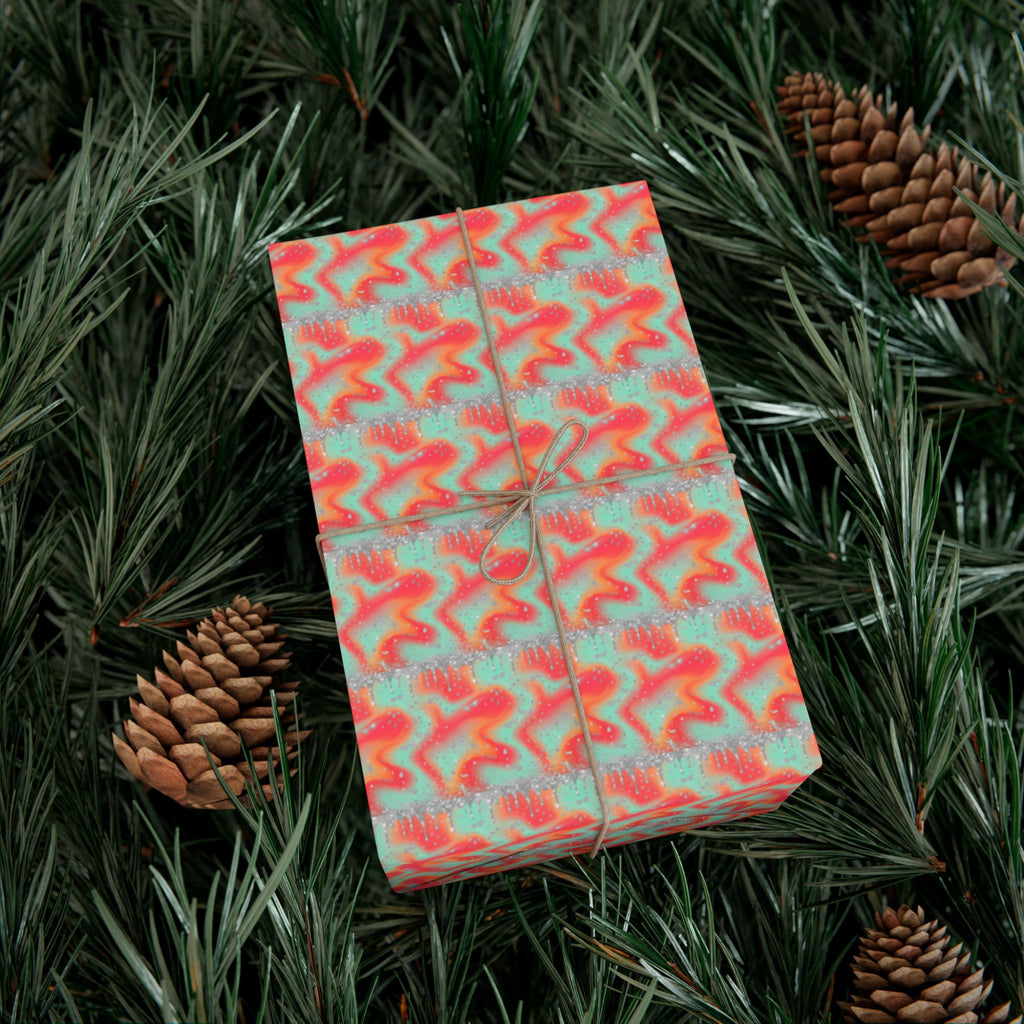Abstract Coral Aqua Swirl Gift Wrap