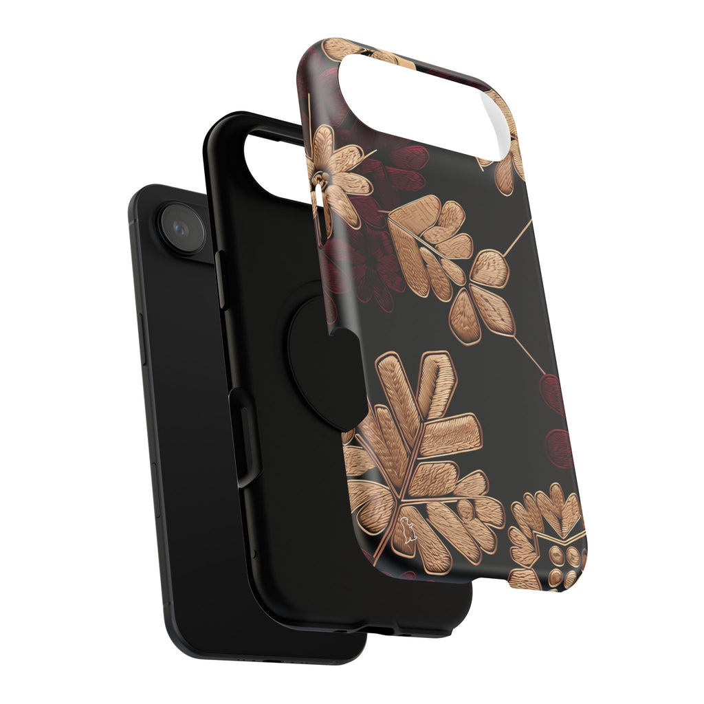 Gold Leaf Floral Phone Case | Impact-Resistant Case