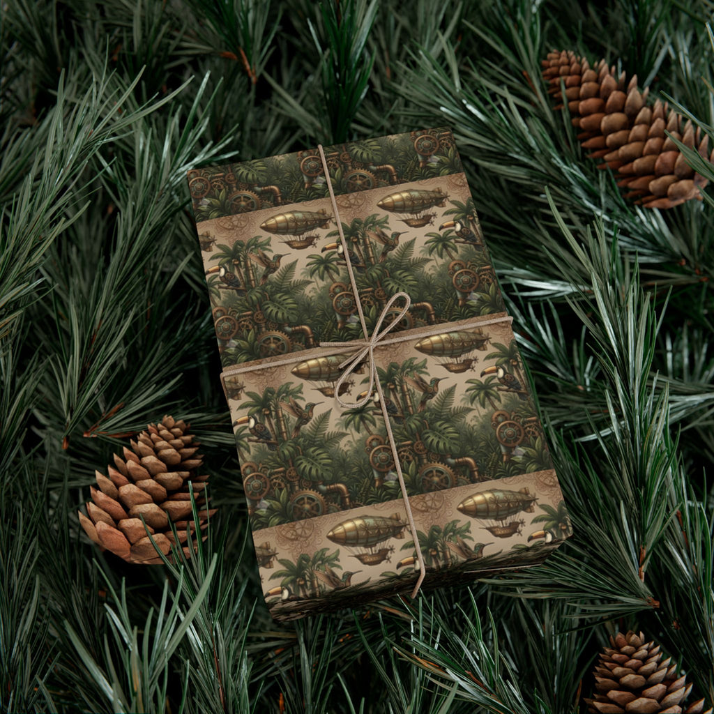 Vintage Jungle Pattern Gift Wrap Paper | Botanical Palm Wrapping Paper Roll