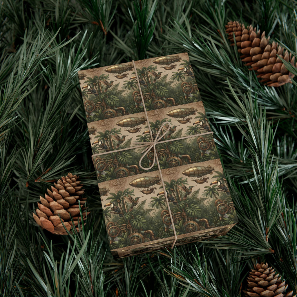 Vintage Jungle Pattern Gift Wrap Paper | Botanical Palm Wrapping Paper Roll