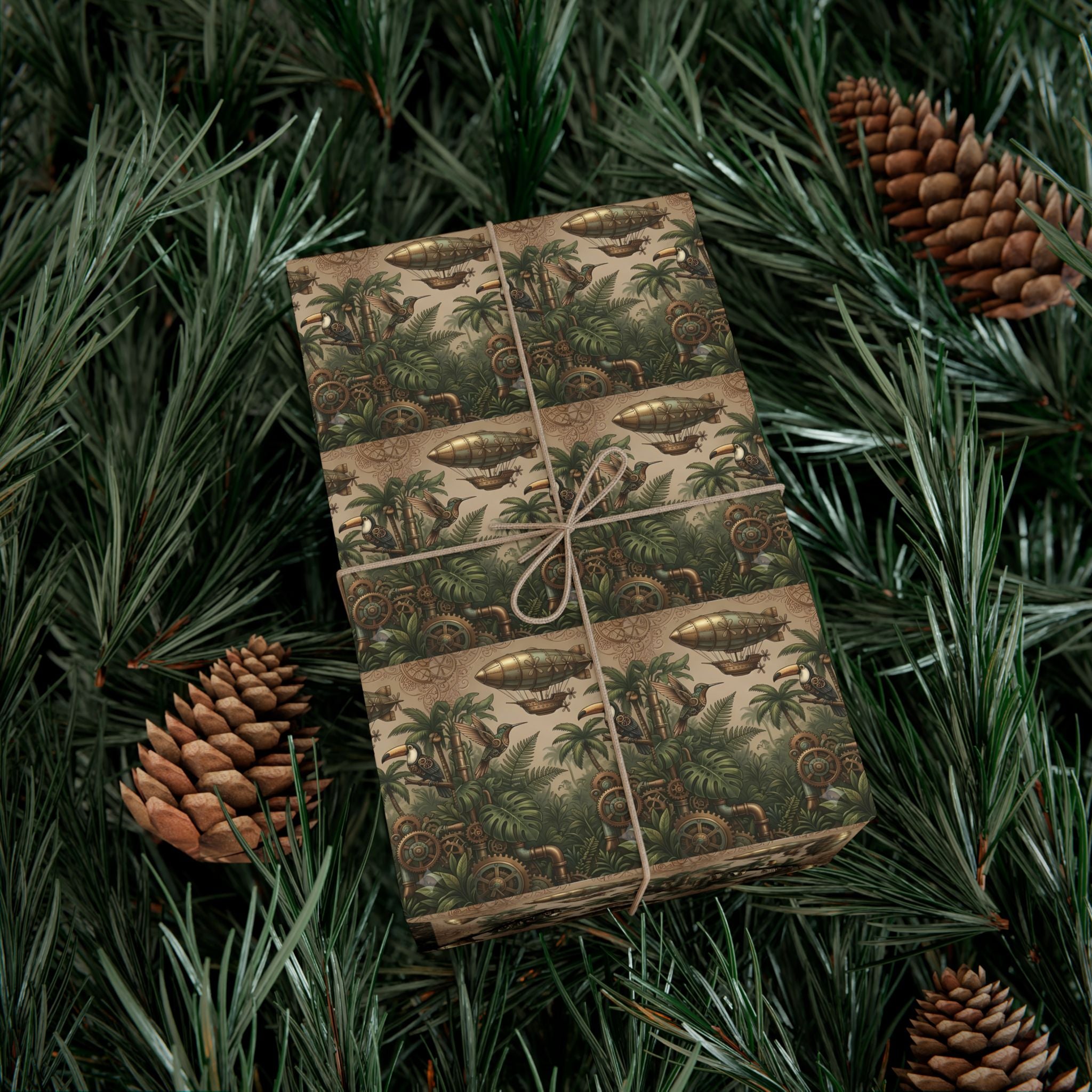 Vintage Jungle Pattern Gift Wrap Paper | Botanical Palm Wrapping Paper Roll