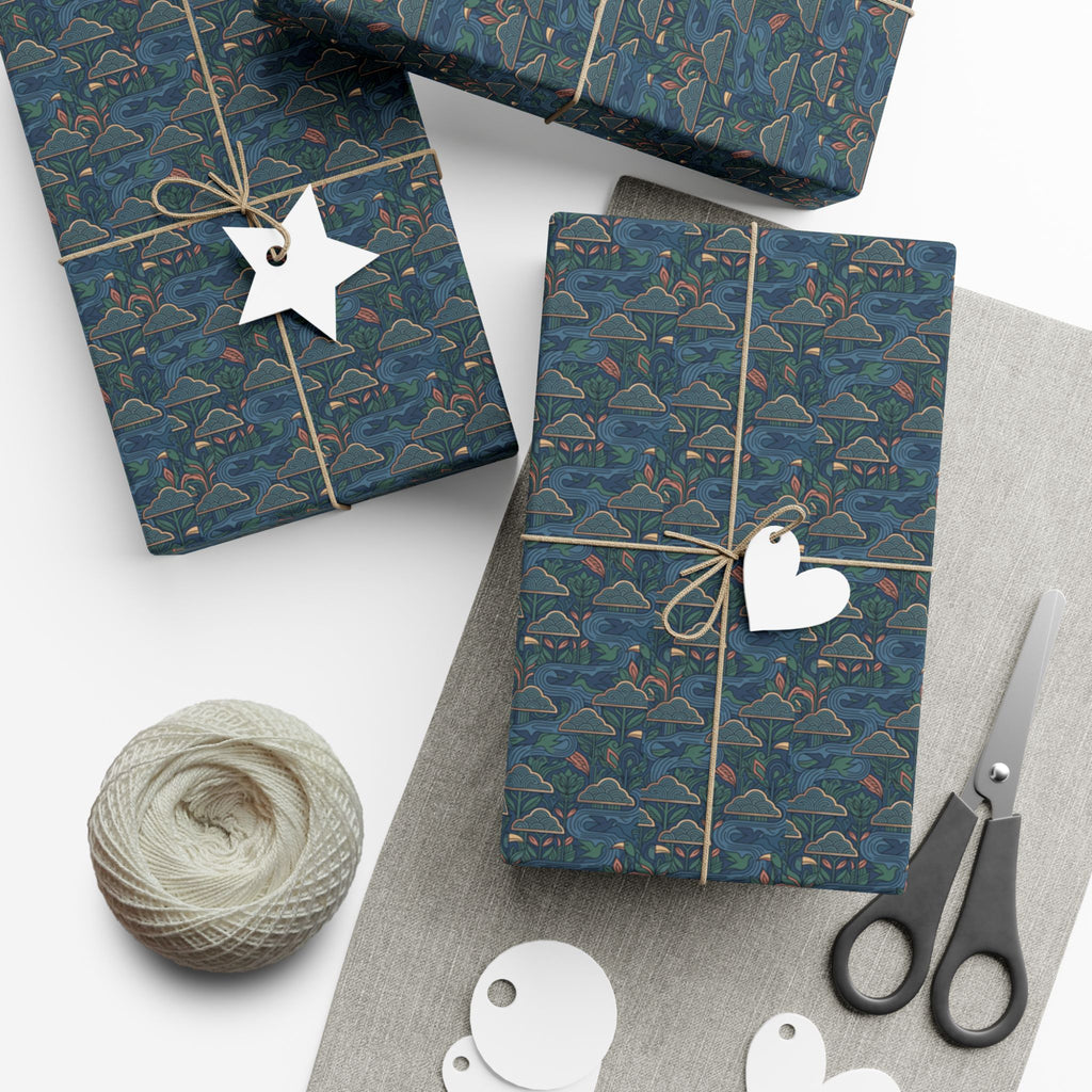 Blue Geometric Hills gift wrap paper | Repeating pattern, Landscape motif