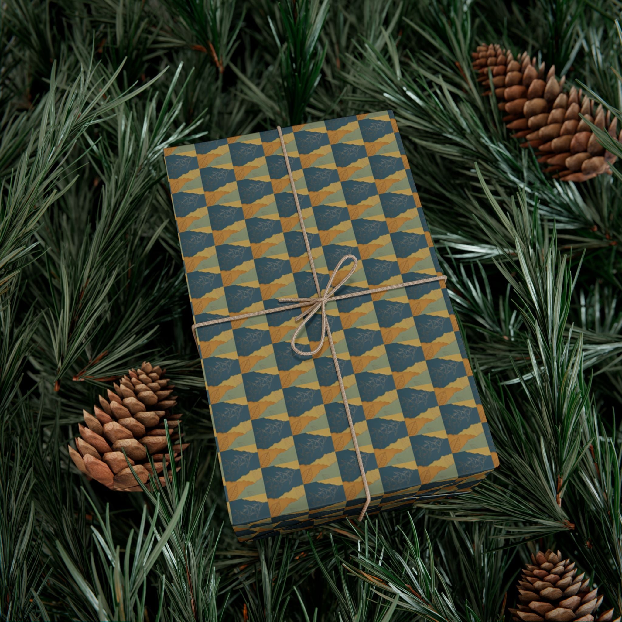 Geometric Birds Pattern Gift Wrap Papers | Blue Green Diamond Wrapping Paper
