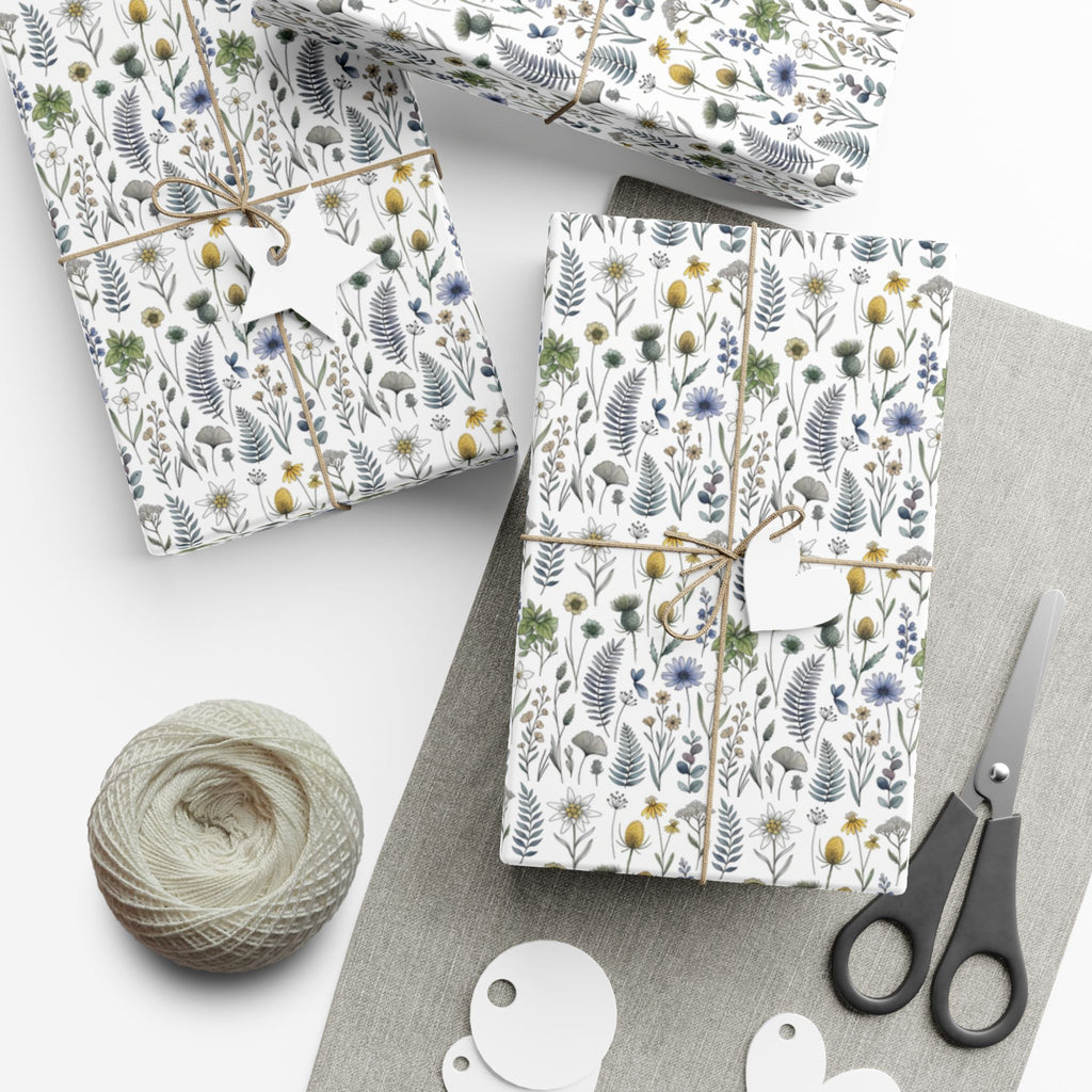 Watercolor Wildflowers Gift Wrap Paper | Floral Wrapping Paper Roll