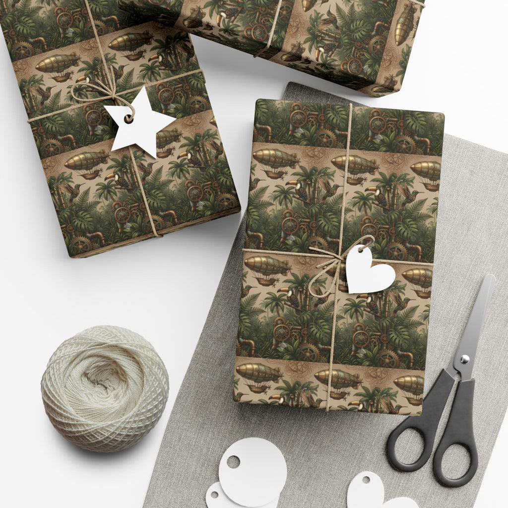 Vintage Jungle Pattern Gift Wrap Paper | Botanical Palm Wrapping Paper Roll