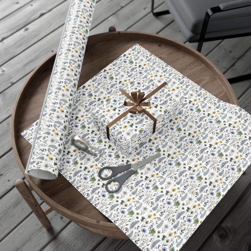 Watercolor Wildflowers Gift Wrap Paper | Floral Wrapping Paper Roll