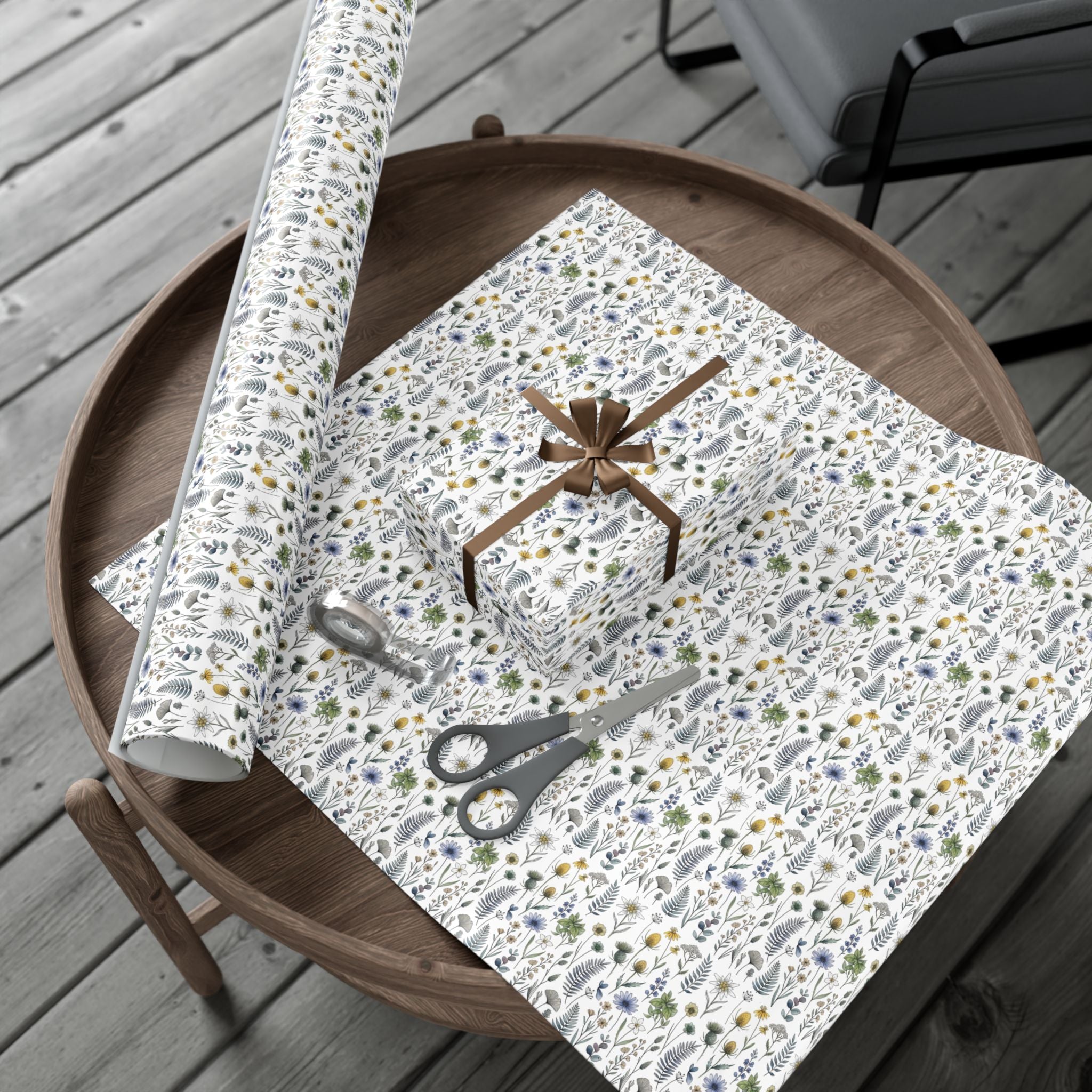 Watercolor Wildflowers Gift Wrap Paper | Floral Wrapping Paper Roll