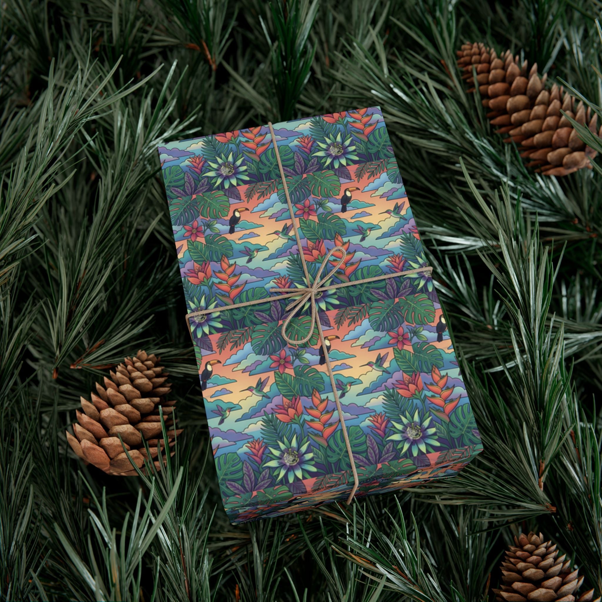 Tropical Floral Pattern Gift Wrap Papers | Botanical Jungle Wrapping Paper Roll