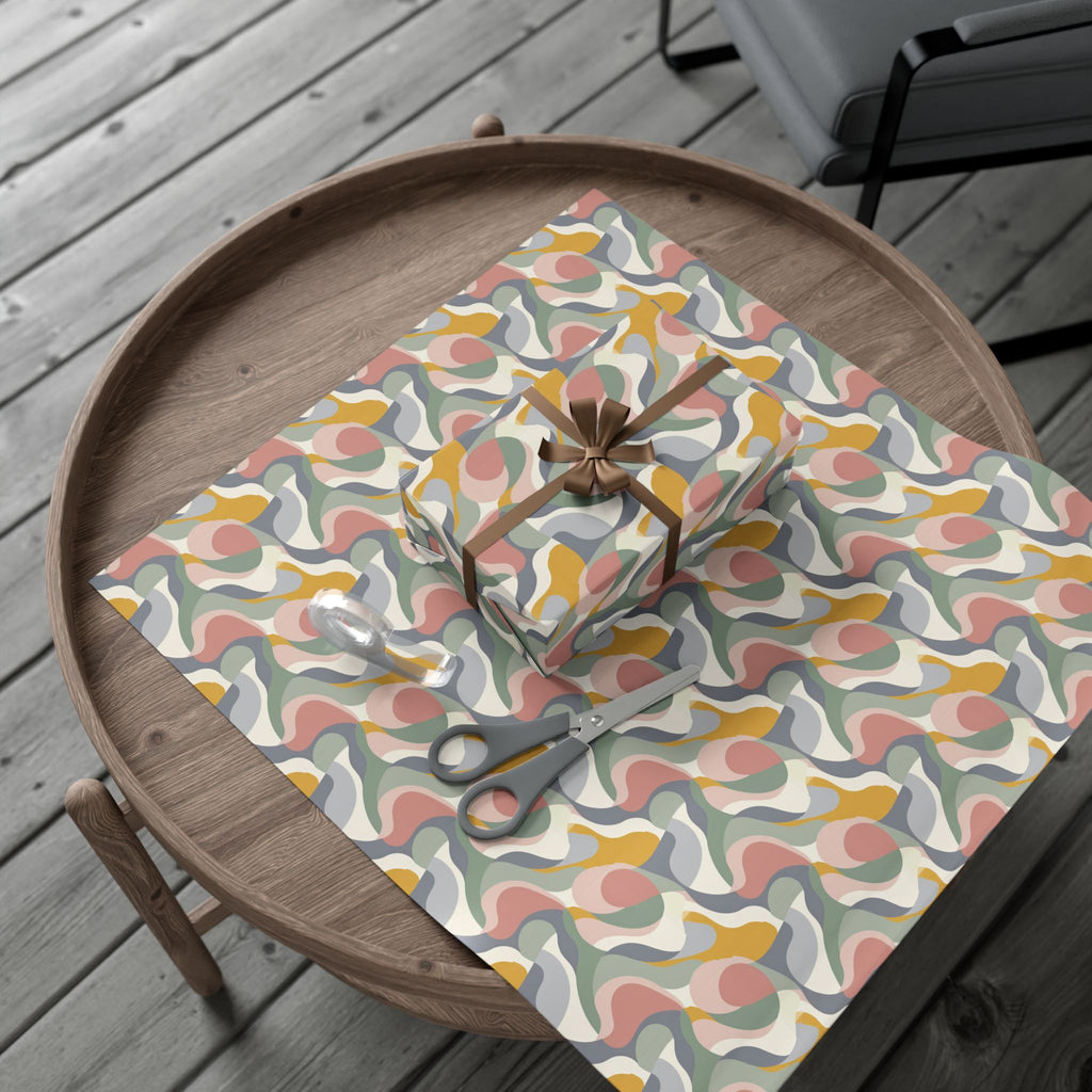 Abstract Retro Swirl Gift Wrap Papers | Colorful Organic Pattern