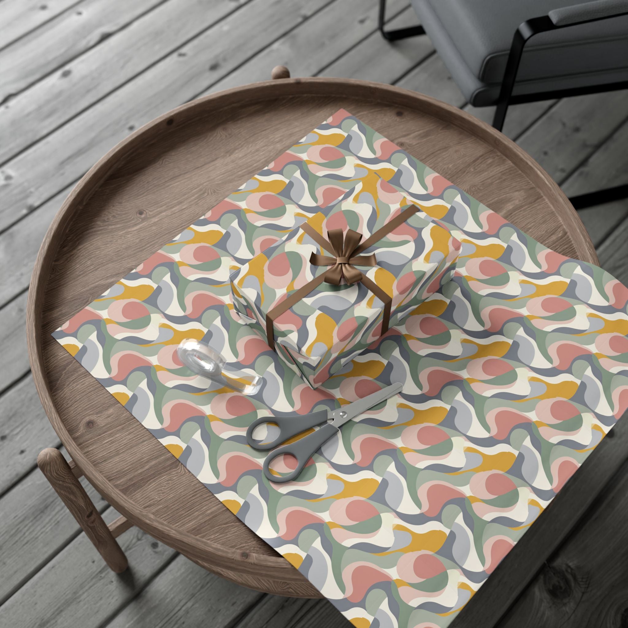 Abstract Retro Swirl Gift Wrap Papers | Colorful Organic Pattern