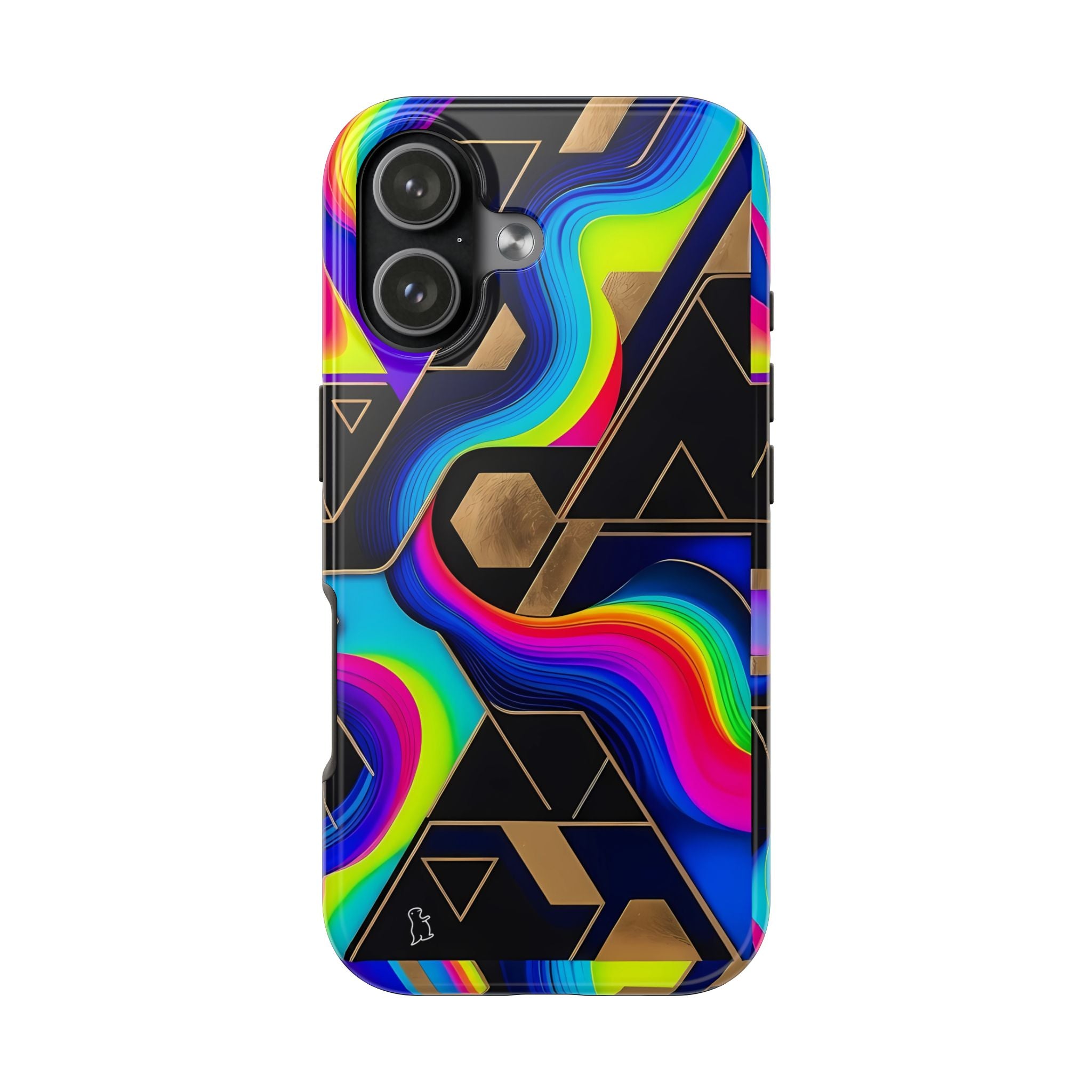 Rainbow Wave Geometric Tough Phone Case | Abstract Neon Prism