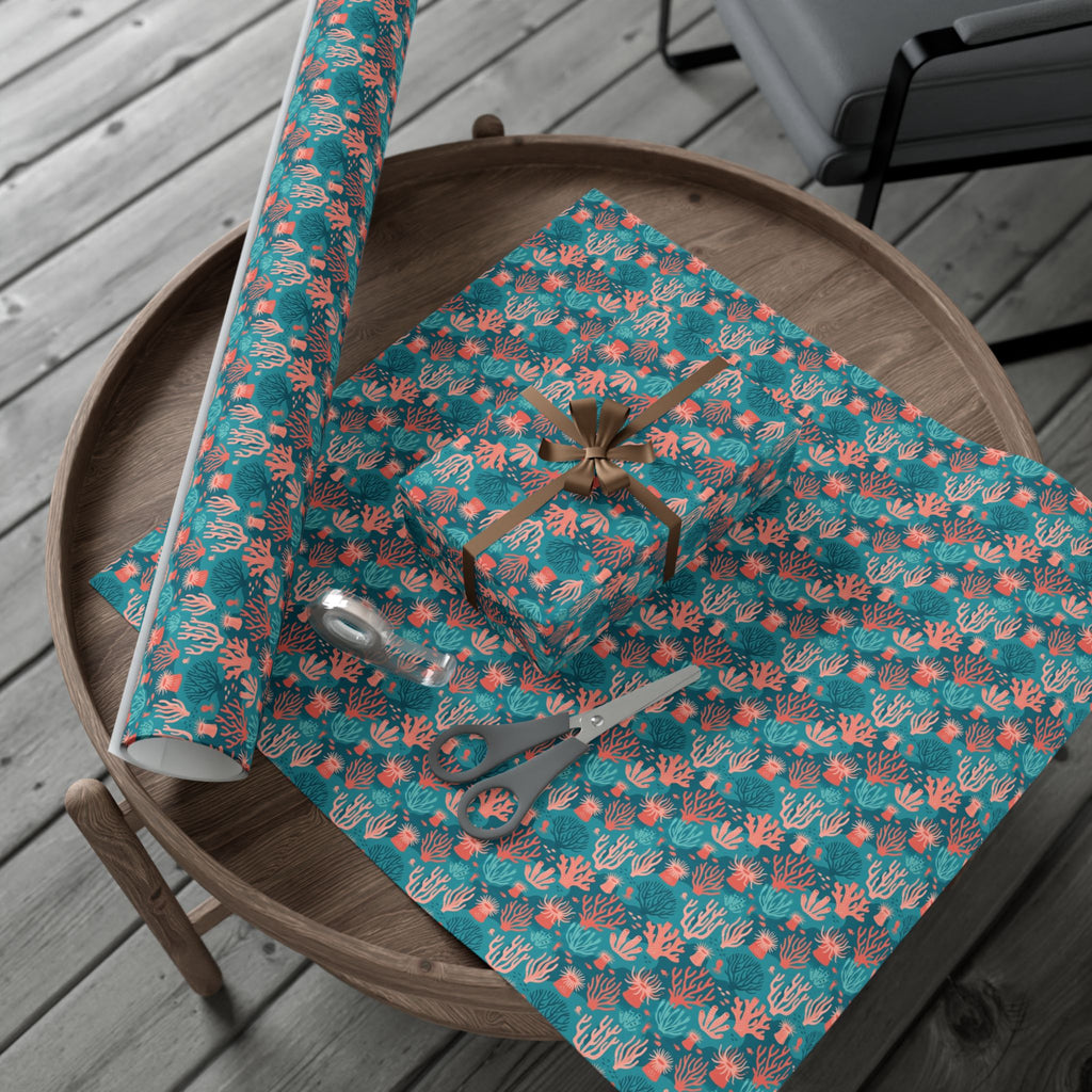Coral Reef Pattern Gift Wrap Papers | Ocean Seaweed Shells Wrapping Paper