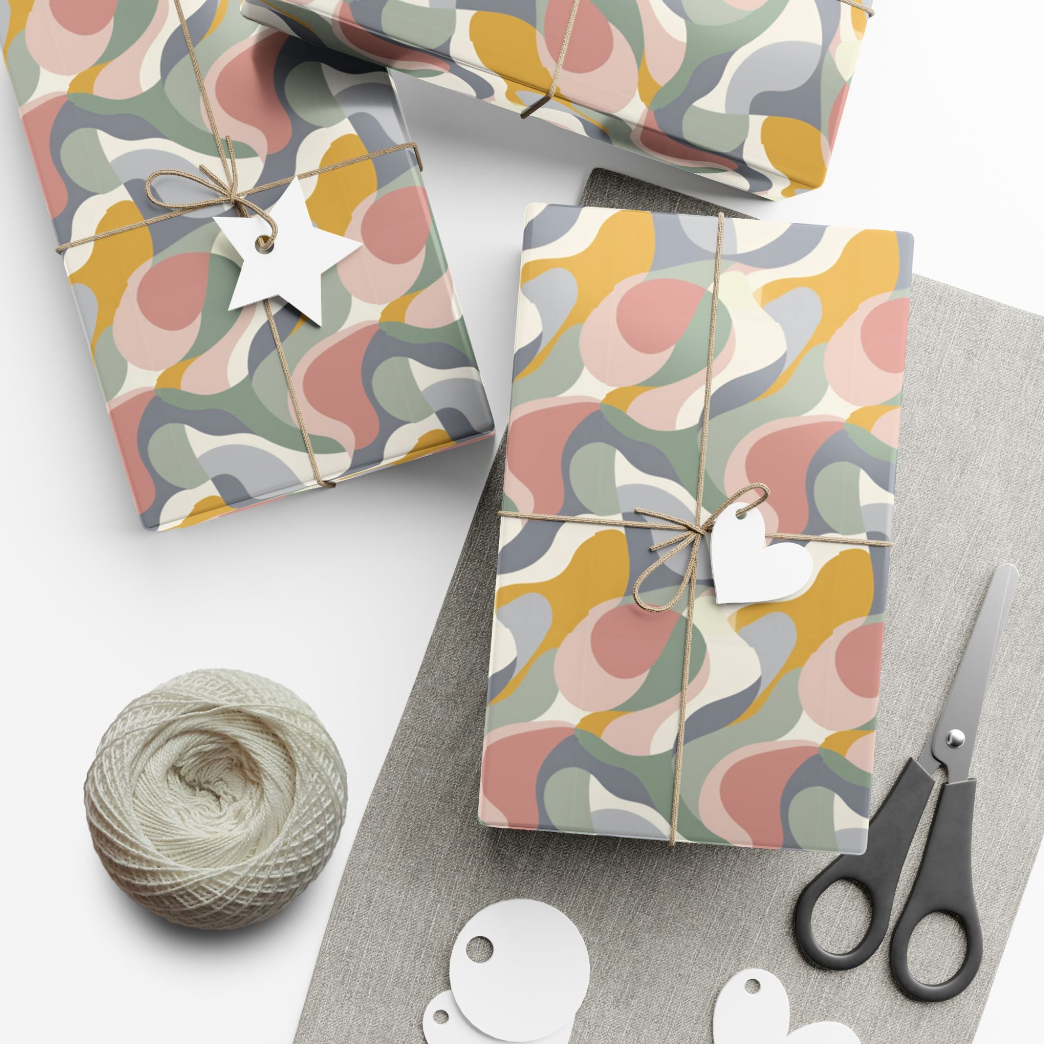 Abstract Retro Swirl Gift Wrap Papers | Colorful Organic Pattern
