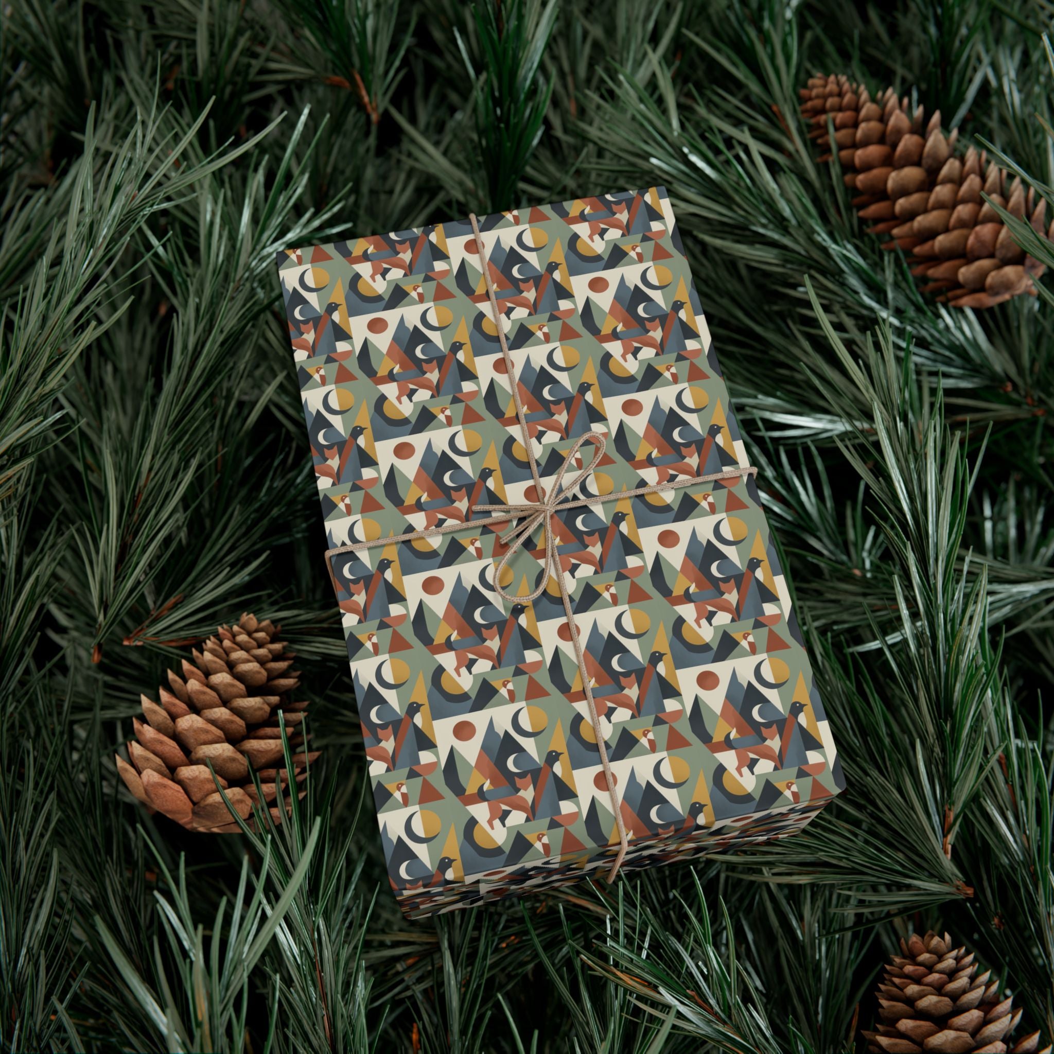 Abstract Geometric Pattern Gift Wrap Paper | Retro Mid-Century Wrapping Paper