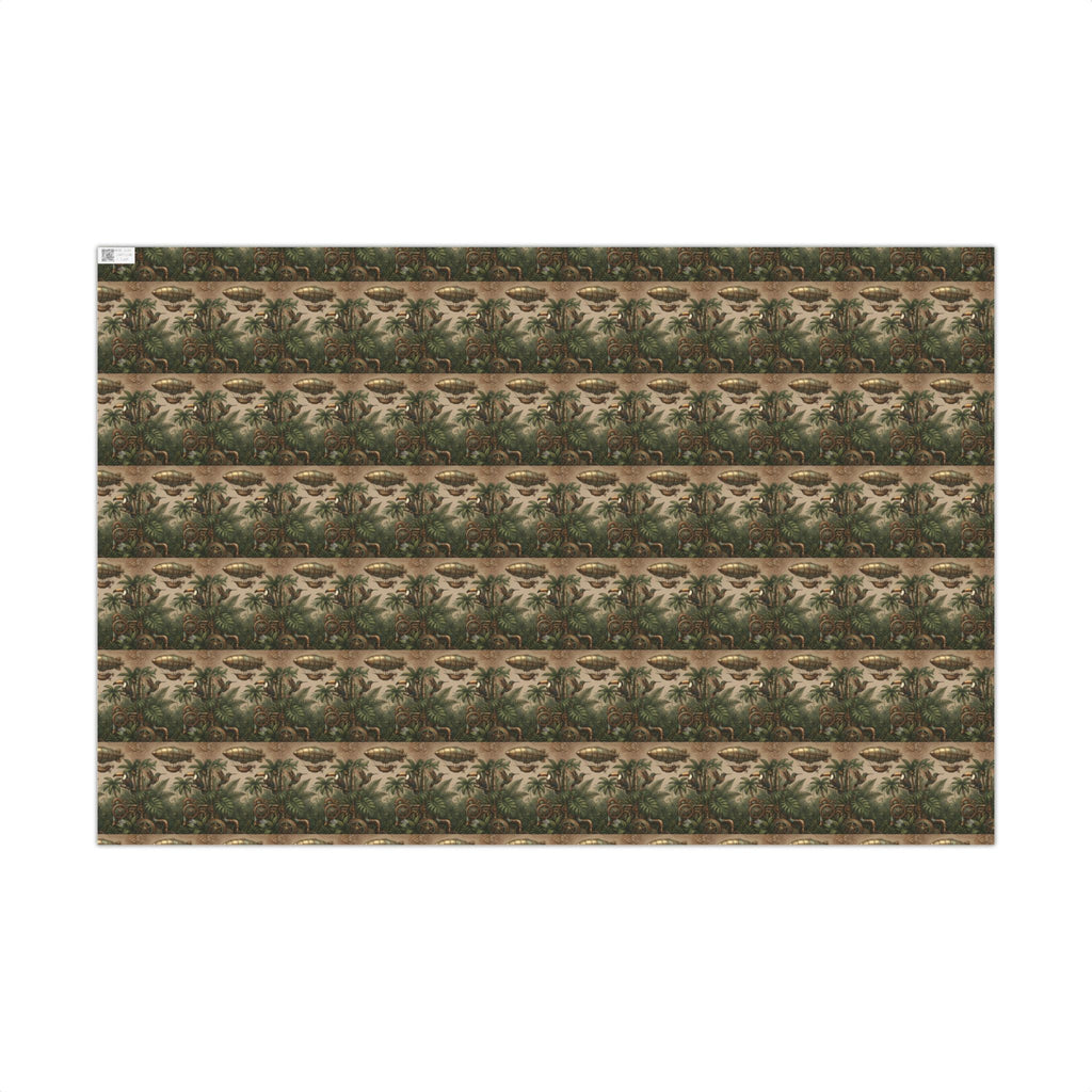 Vintage Jungle Pattern Gift Wrap Paper | Botanical Palm Wrapping Paper Roll