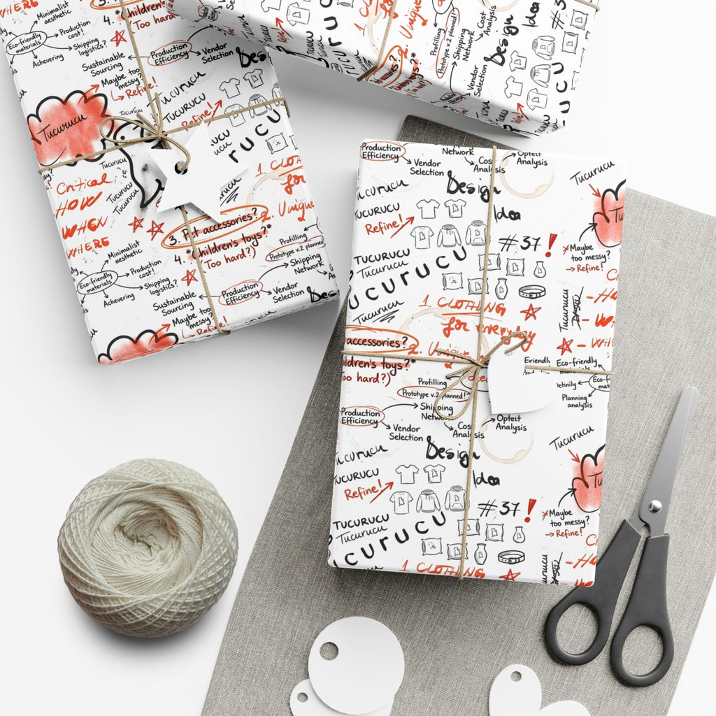 Handwritten Tucurucu Notes Pattern Gift Wrap Paper
