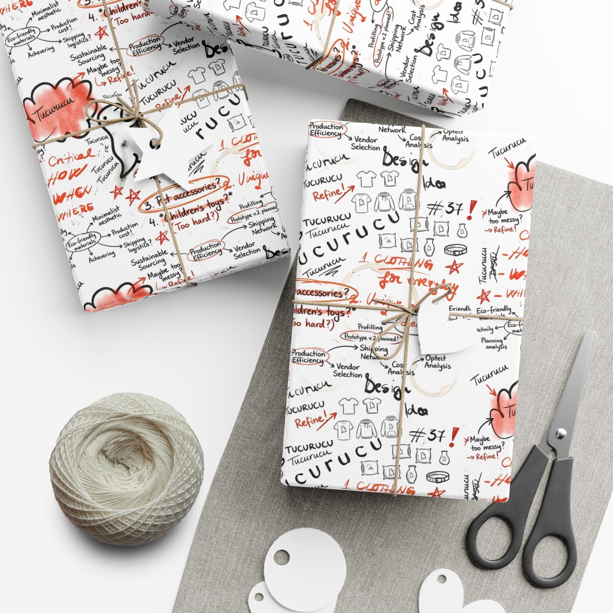 Handwritten Tucurucu Notes Pattern Gift Wrap Paper