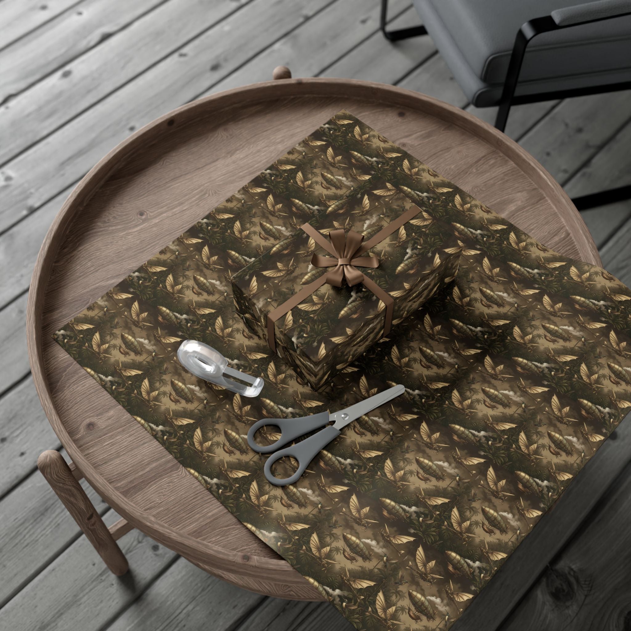 Steam Punk Pattern Gift Wrap Paper | Fall Foliage Wrapping Paper