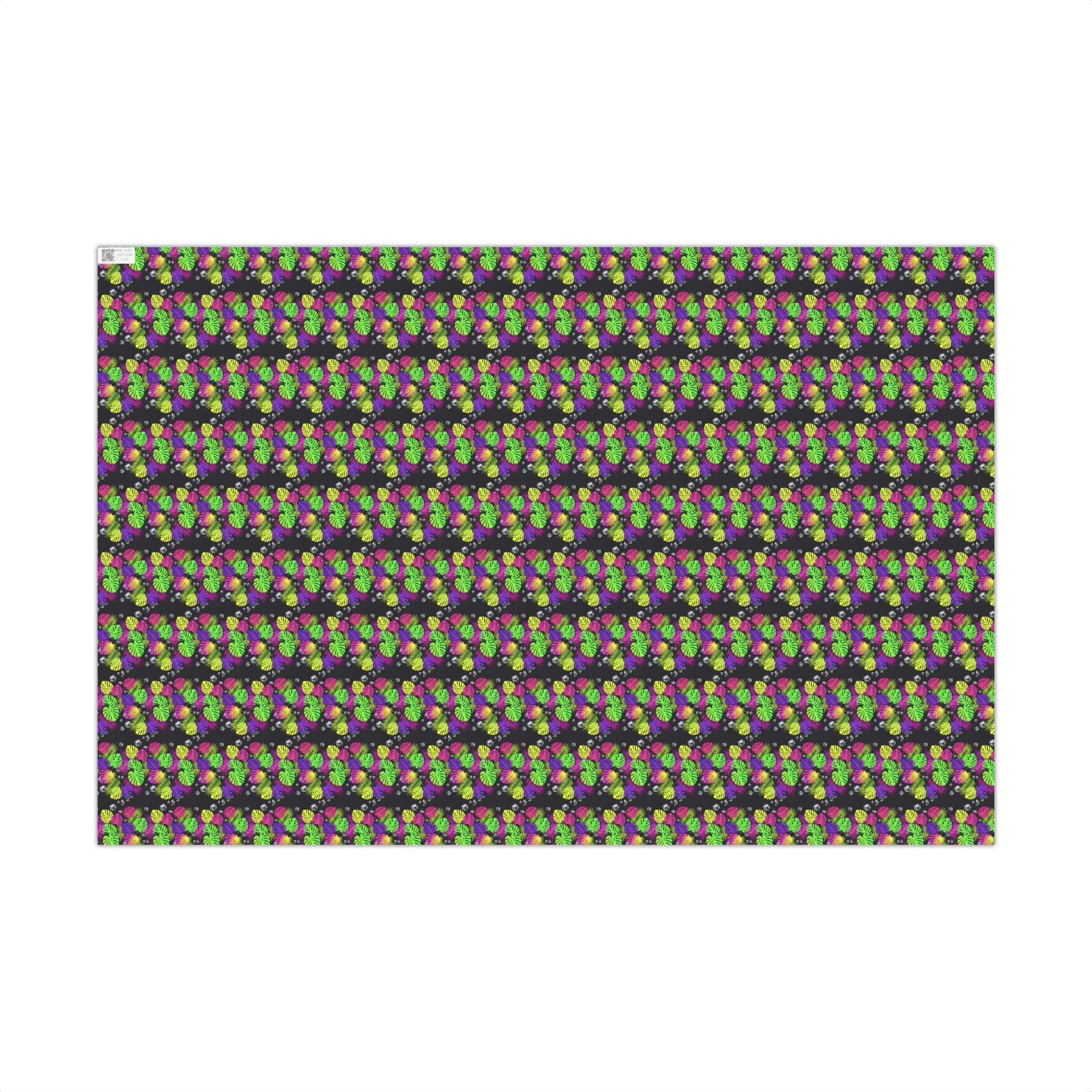 Neon Floral Pattern Gift Wrap Paper | Bright Botanical Wrapping Roll