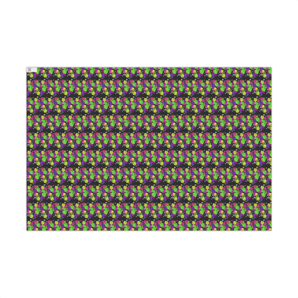 Neon Floral Pattern Gift Wrap Paper | Bright Botanical Wrapping Roll