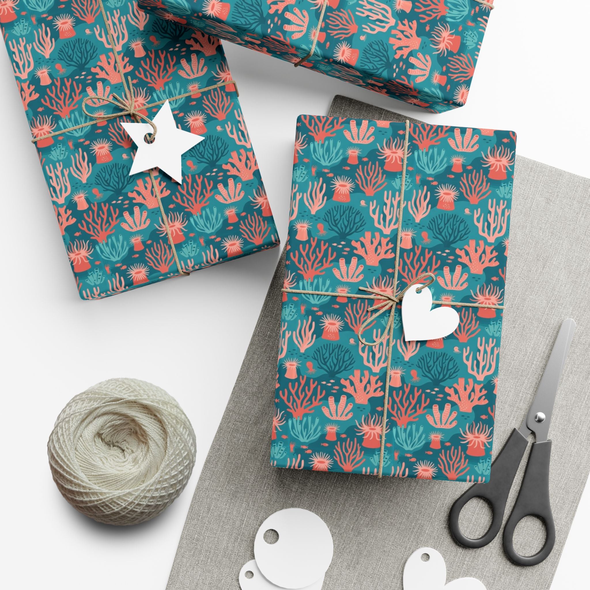 Coral Reef Pattern Gift Wrap Papers | Ocean Seaweed Shells Wrapping Paper