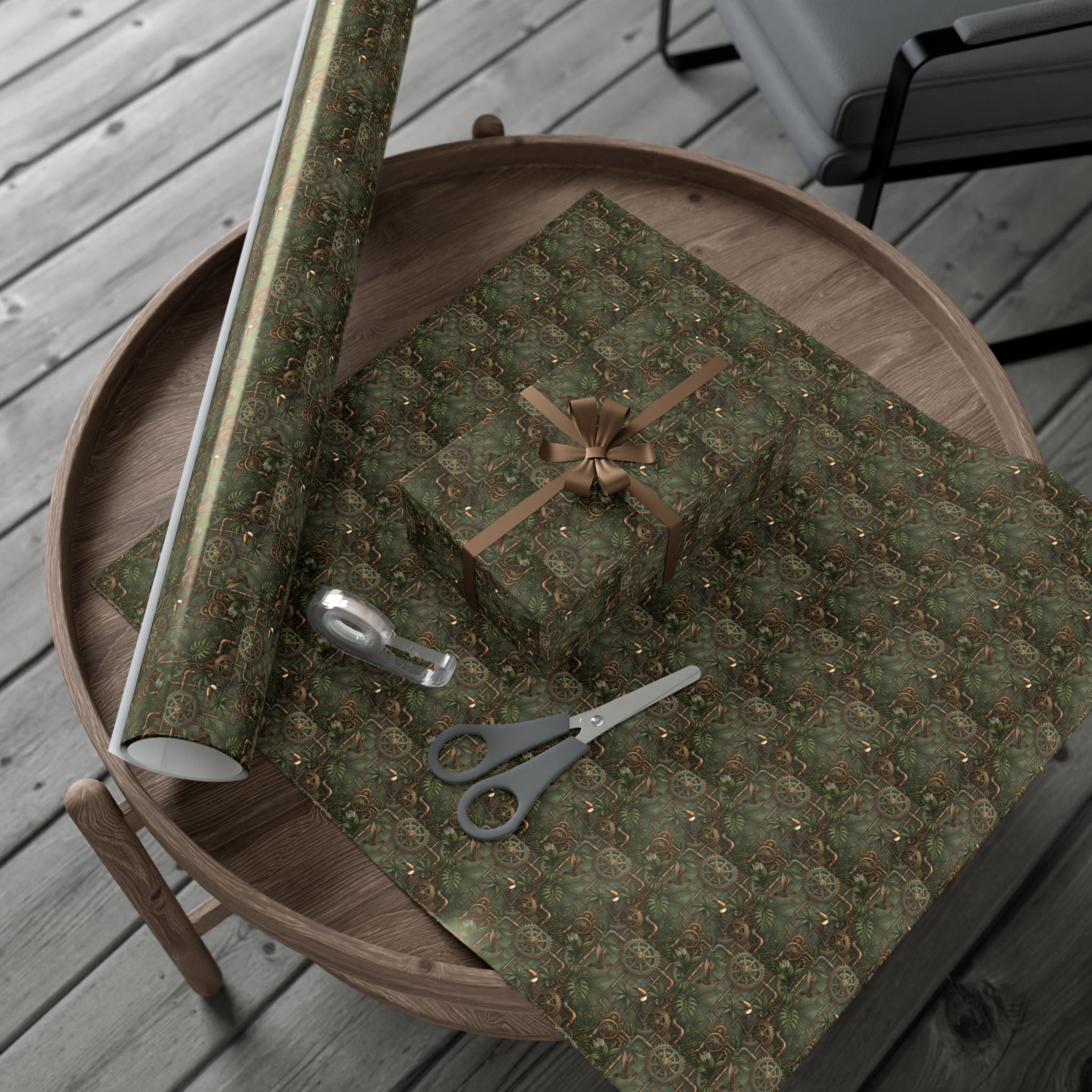 Vintage Floral Pattern Gift Wrap | Green Botanical Wrapping Paper